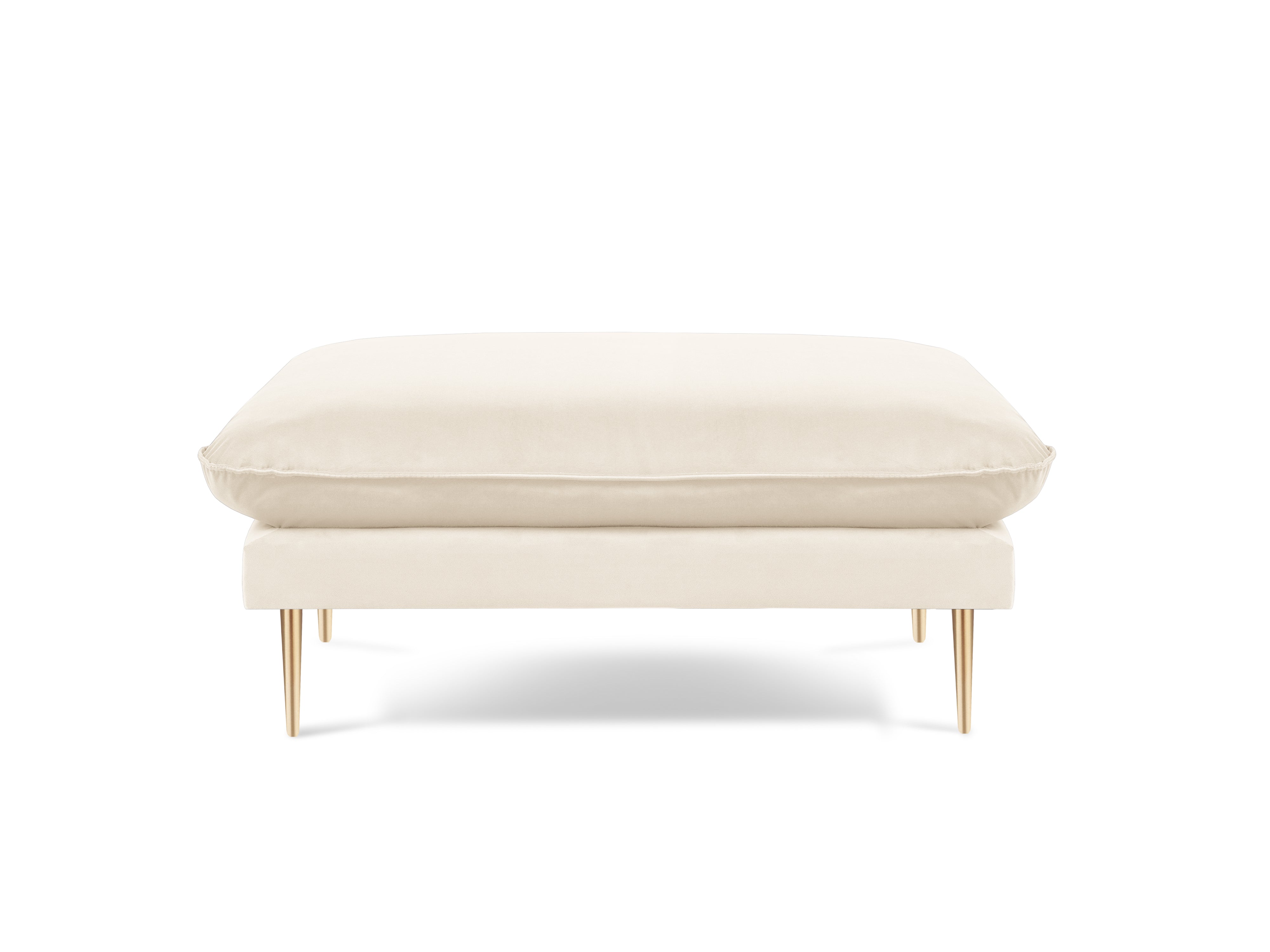 Puf van fluweel VIENNA beige met gouden basis