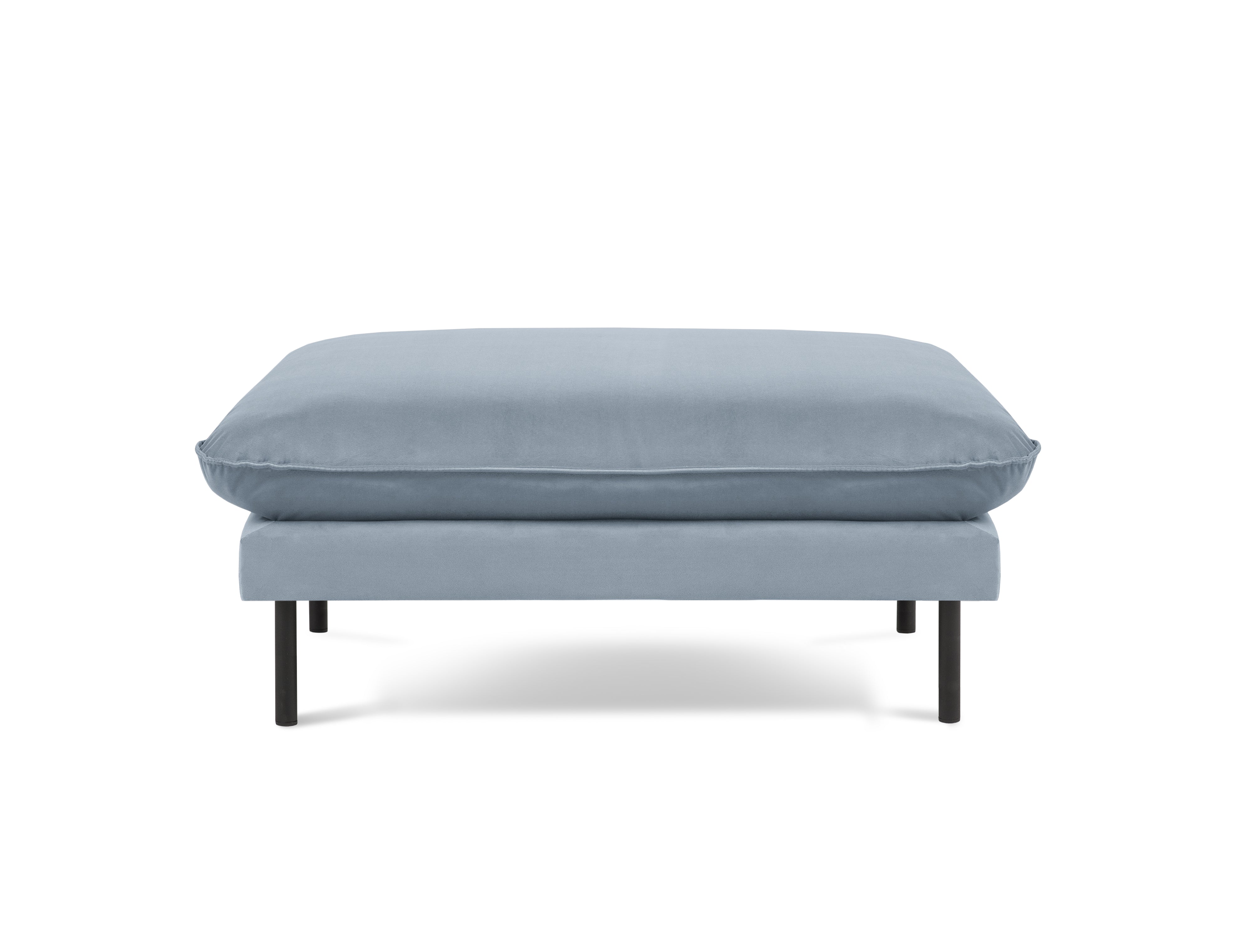 Velvet Pouf VIENNA Light Blue with Black Base