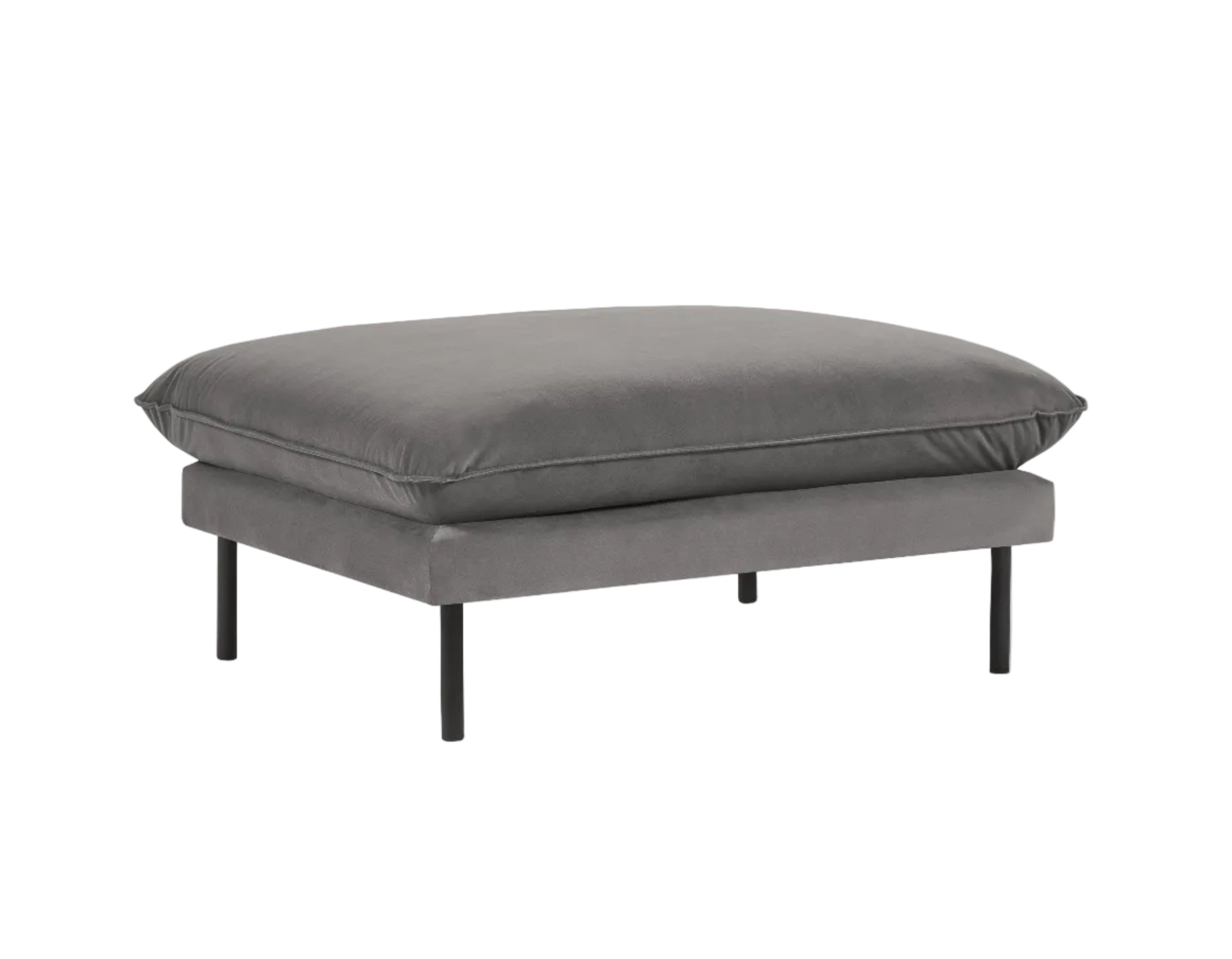 Velvet Pouf VIENNA Light Gray with Black Base