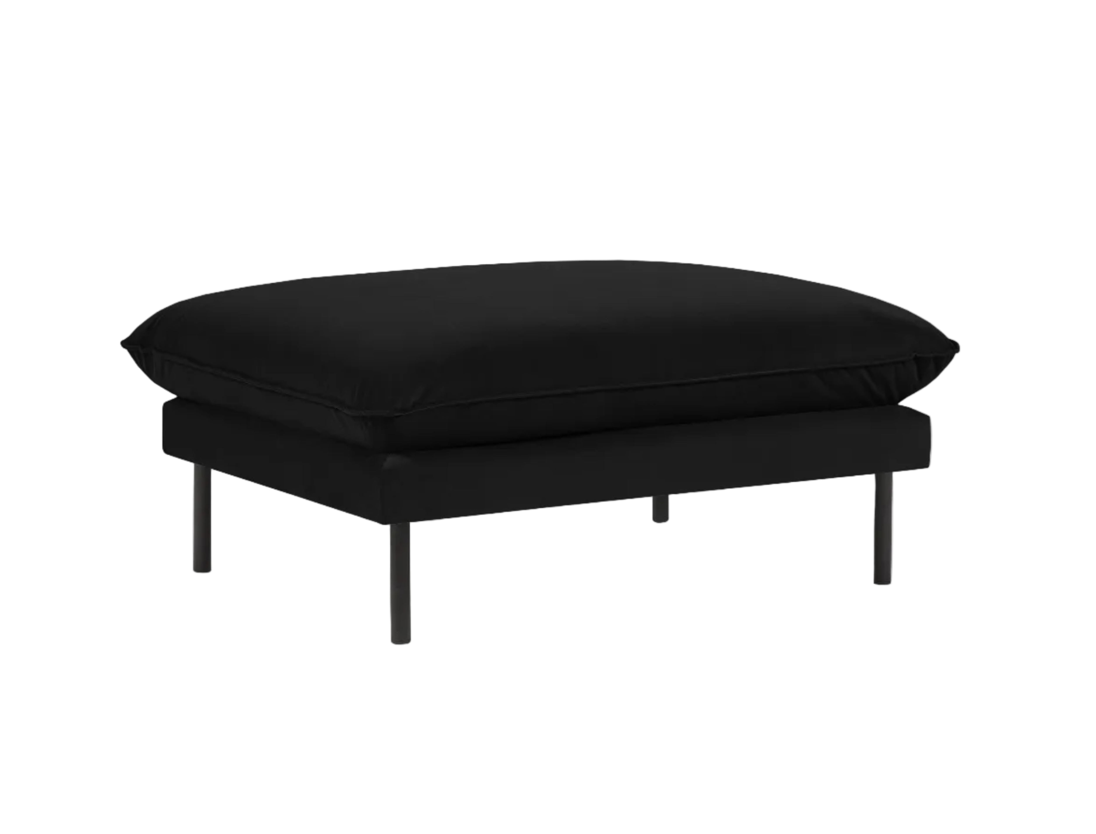 Samtpouf VIENNA schwarz mit schwarzem Fuß