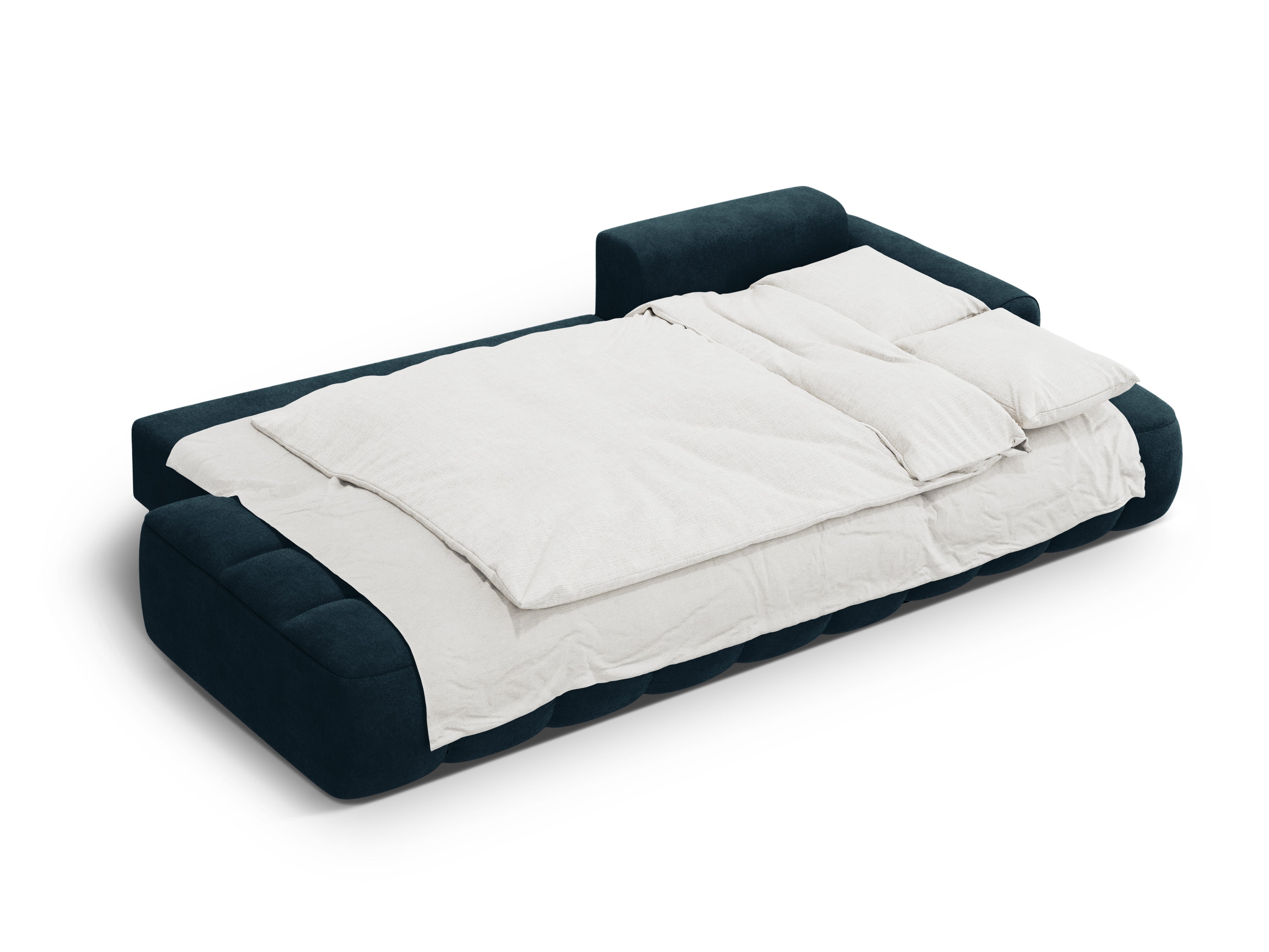 Velvet right-facing corner sofa bed for 3 people LINZ petrol