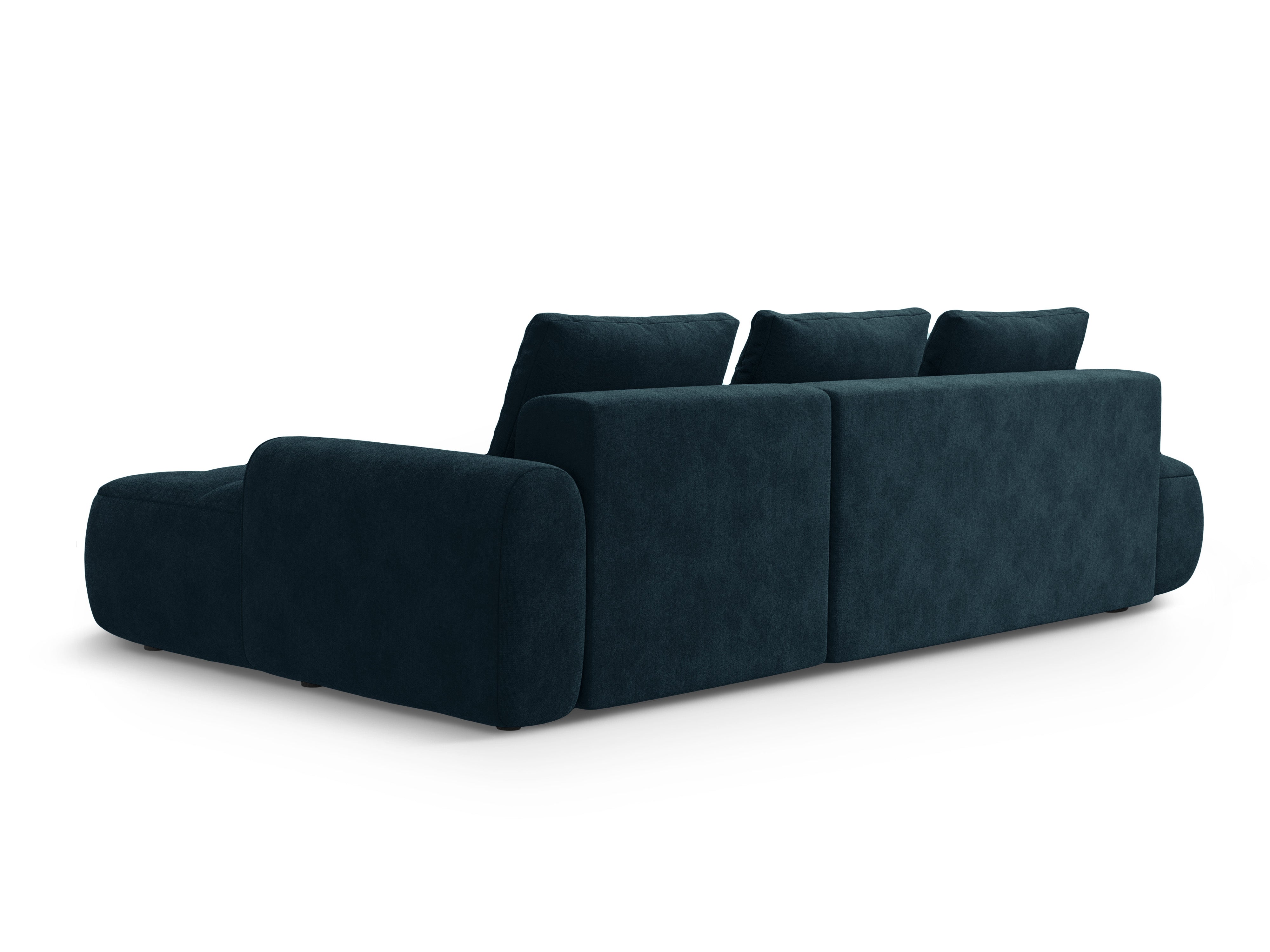 Velvet right-facing corner sofa bed for 3 people LINZ petrol