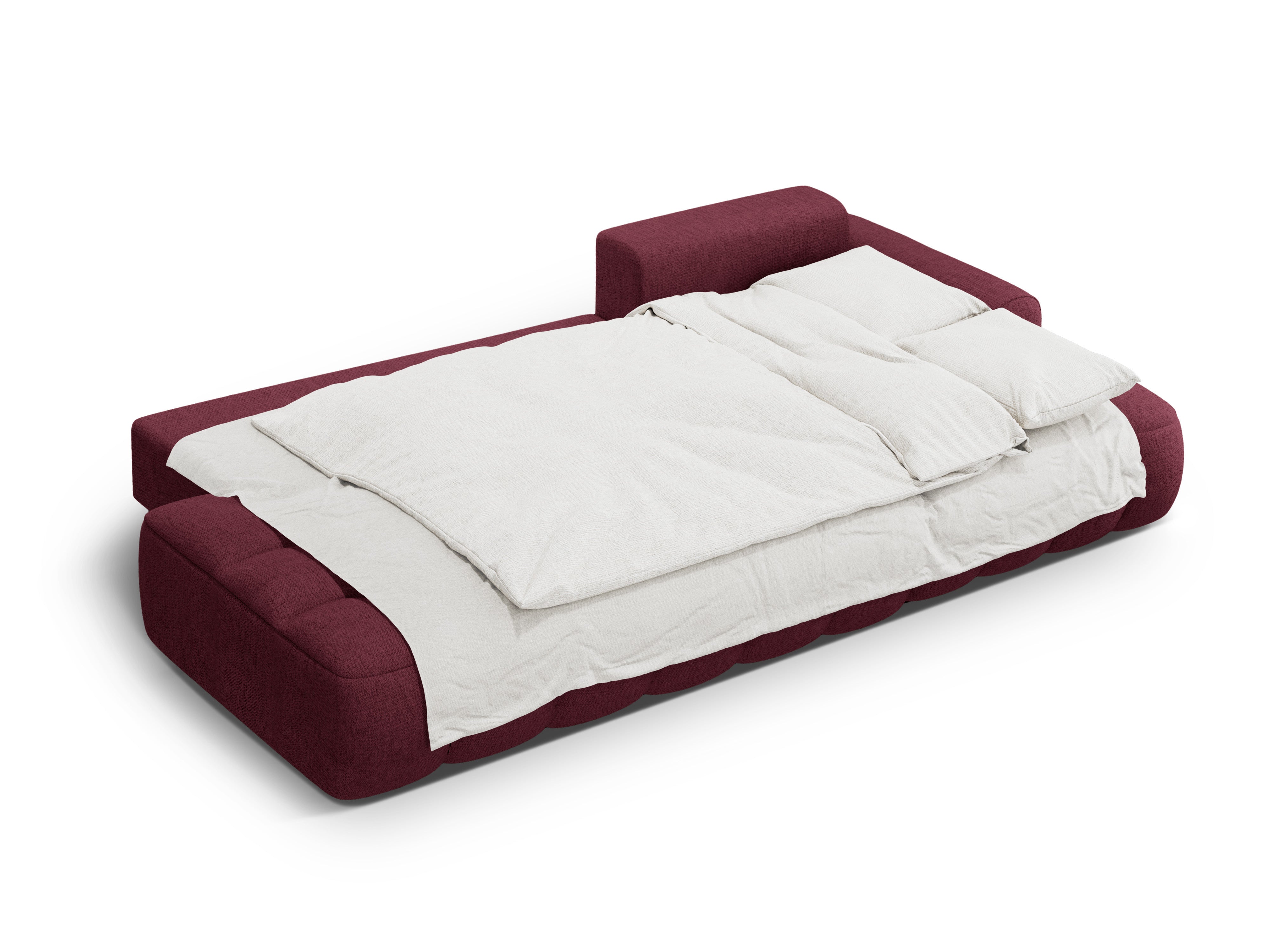 Rechthoekige bank met slaapfunctie voor 3 personen LINZ bordeauxrood