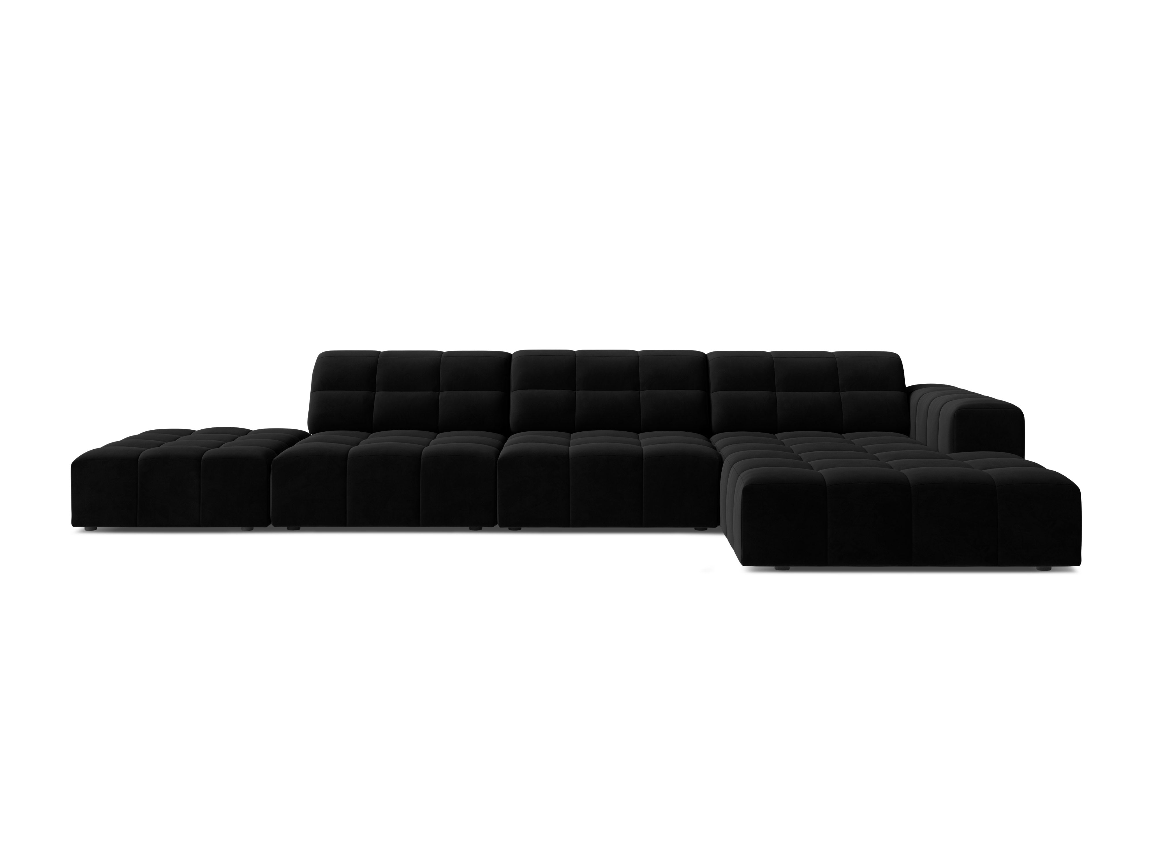 Narożnik prawostronny aksamitny 5-osobowy CHICAGO czarny – Cosmopolitan Design