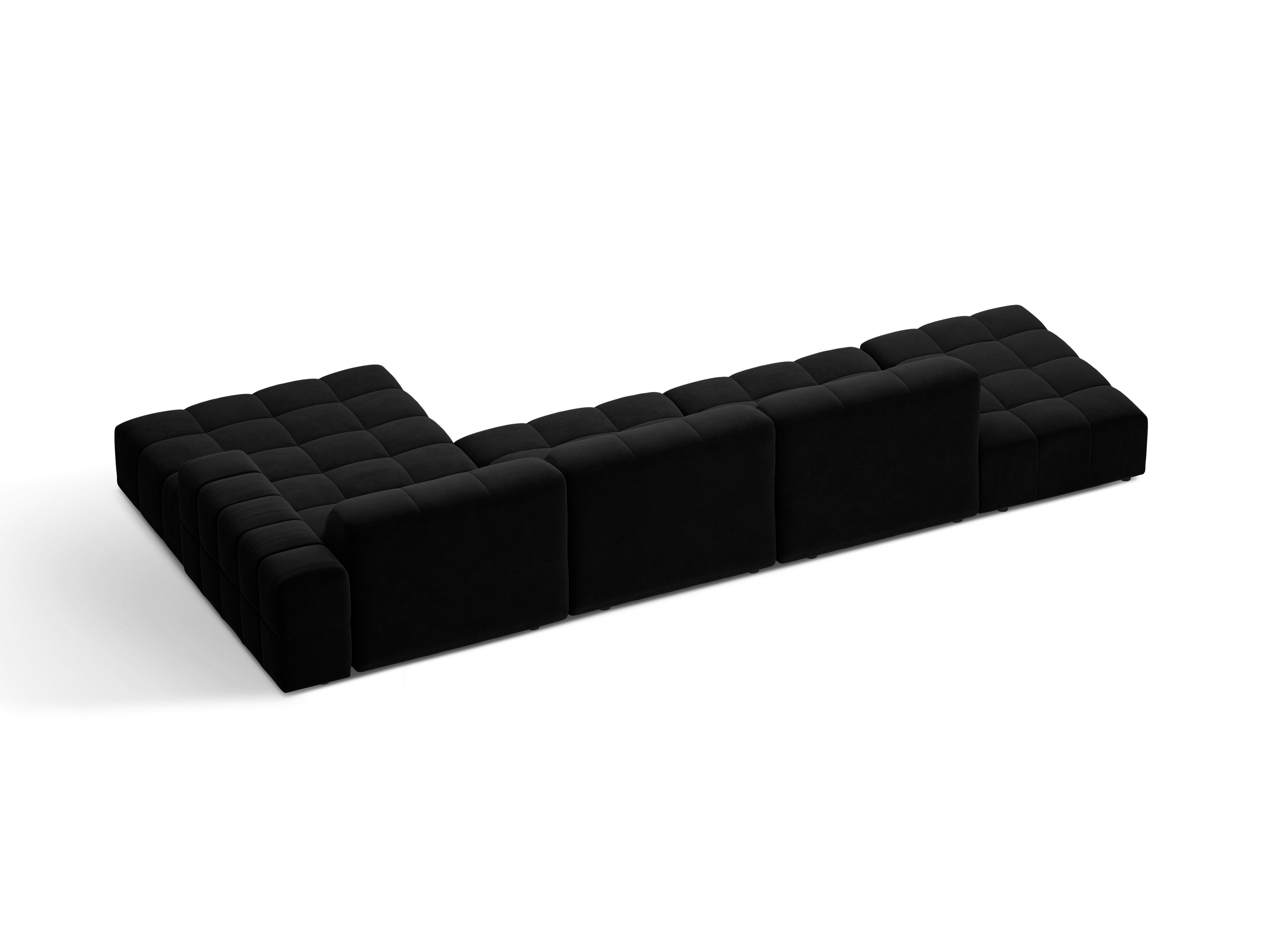 Narożnik prawostronny aksamitny 5-osobowy CHICAGO czarny – sofa narożna