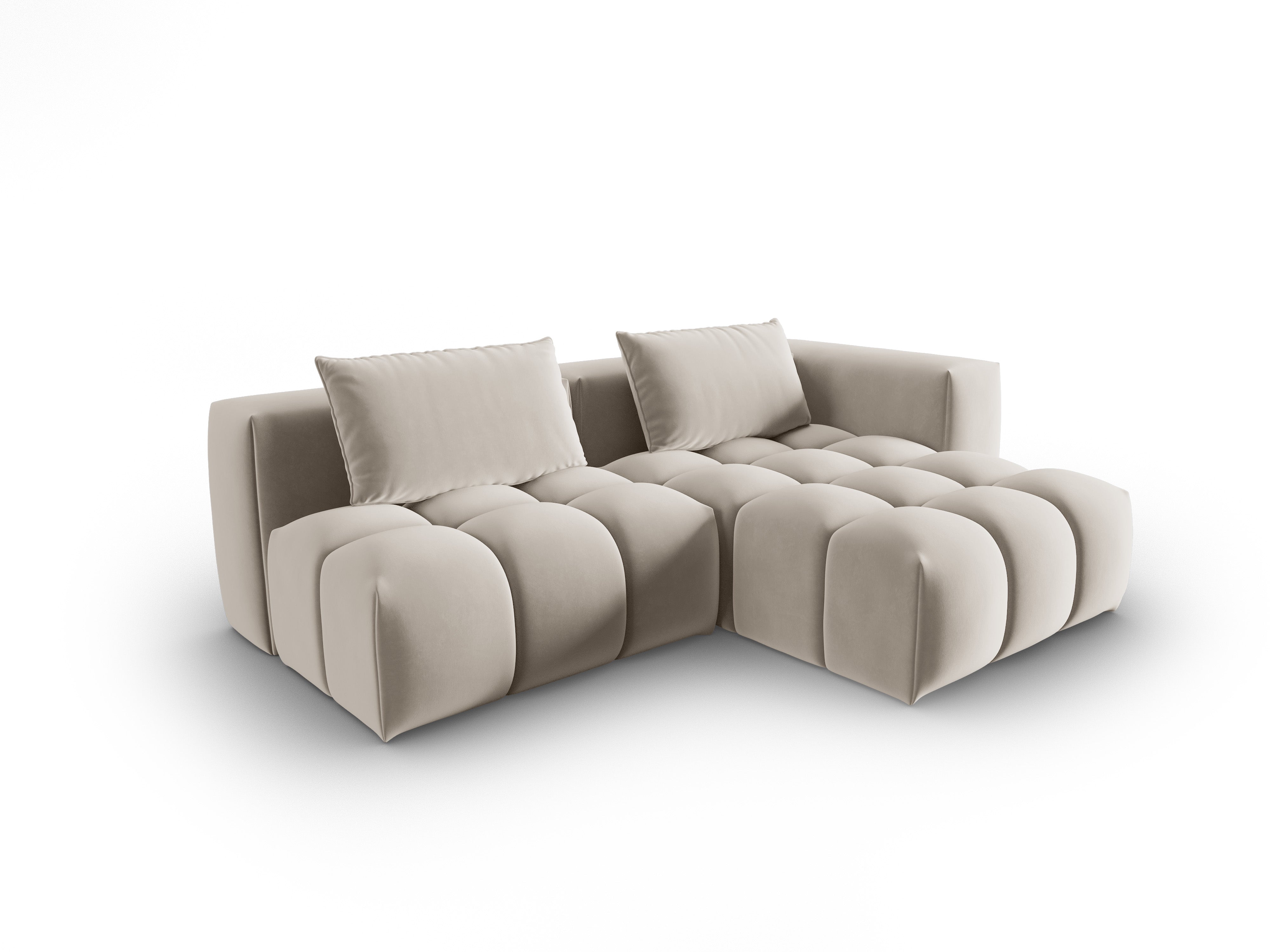 Narożnik aksamitny 3-osobowy prawostronny otwarty VERONA ecru – Cosmopolitan Design