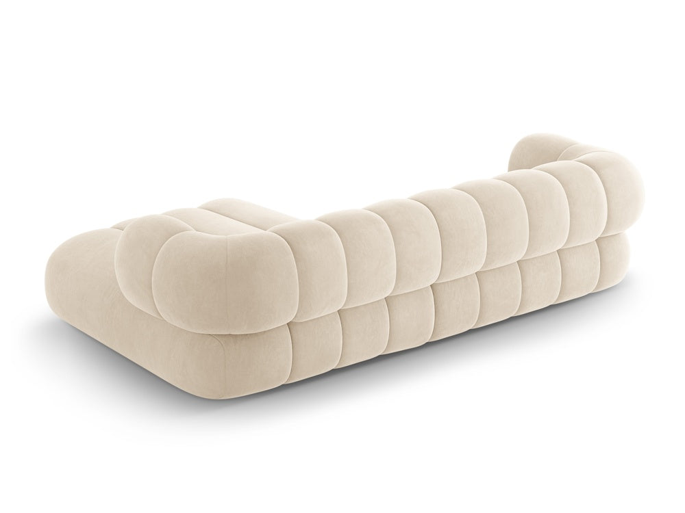 Velvet corner sofa for 5 people right-facing KOGE beige