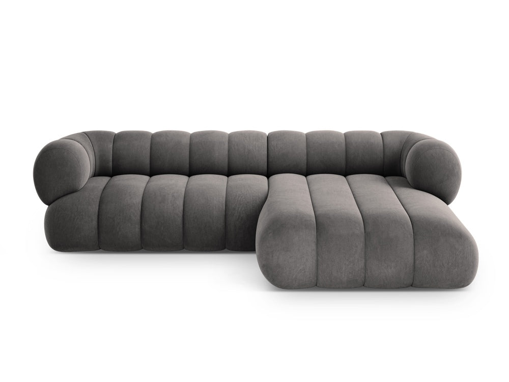 Velvet corner sofa for 5 people right-facing KOGE dark gray