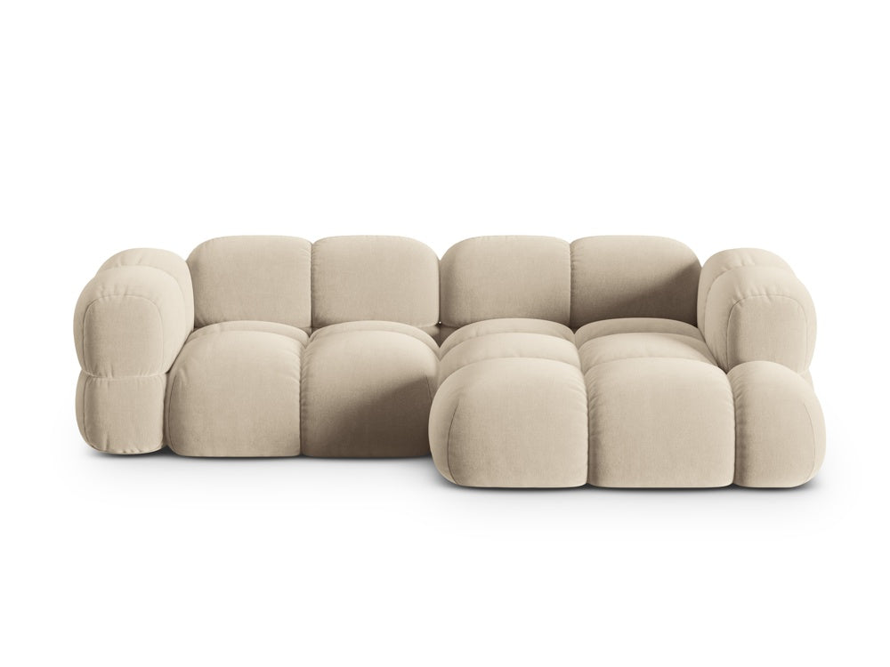 Samt-Ecksofa 3-sitzig rechts LORETTO beige