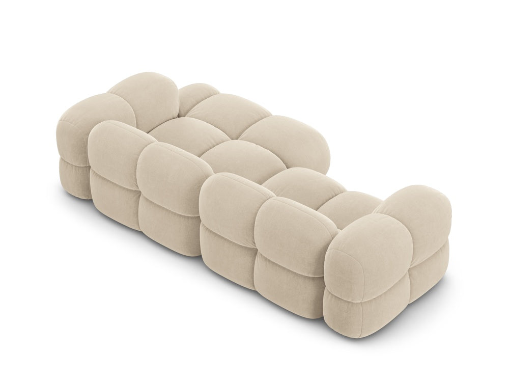 Samt-Ecksofa 3-sitzig rechts LORETTO beige