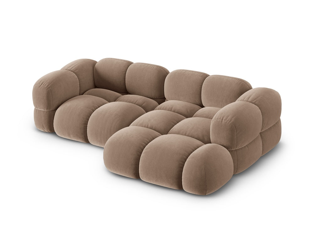 Velvet corner sofa for 3 people right-sided LORETTO dark beige