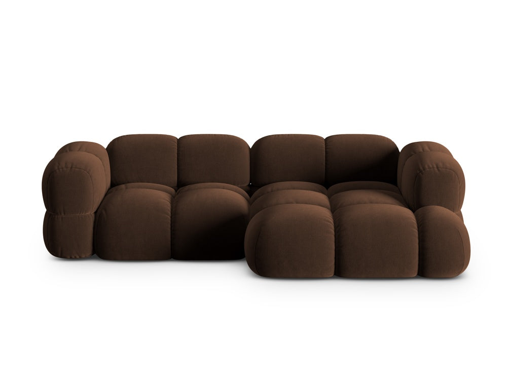 Velvet corner sofa for three people right-sided LORETTO chocolate