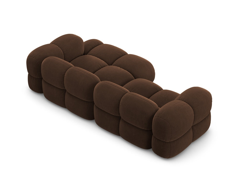 Velvet corner sofa for three people right-sided LORETTO chocolate