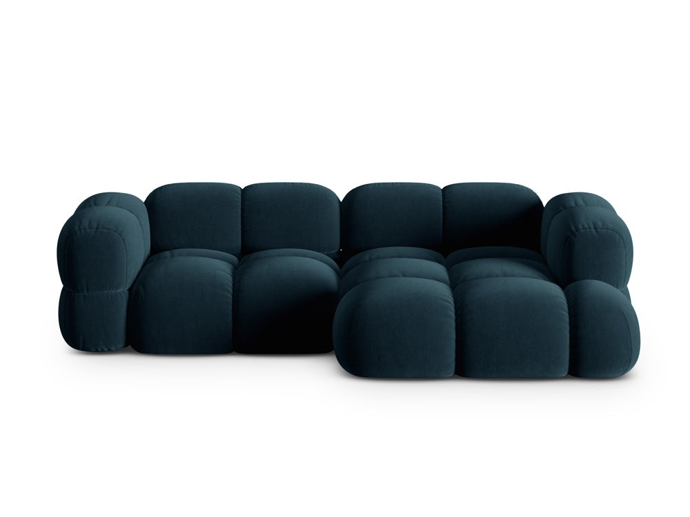 Fluwelen hoekbank voor 3 personen, rechts LORETTO petrol