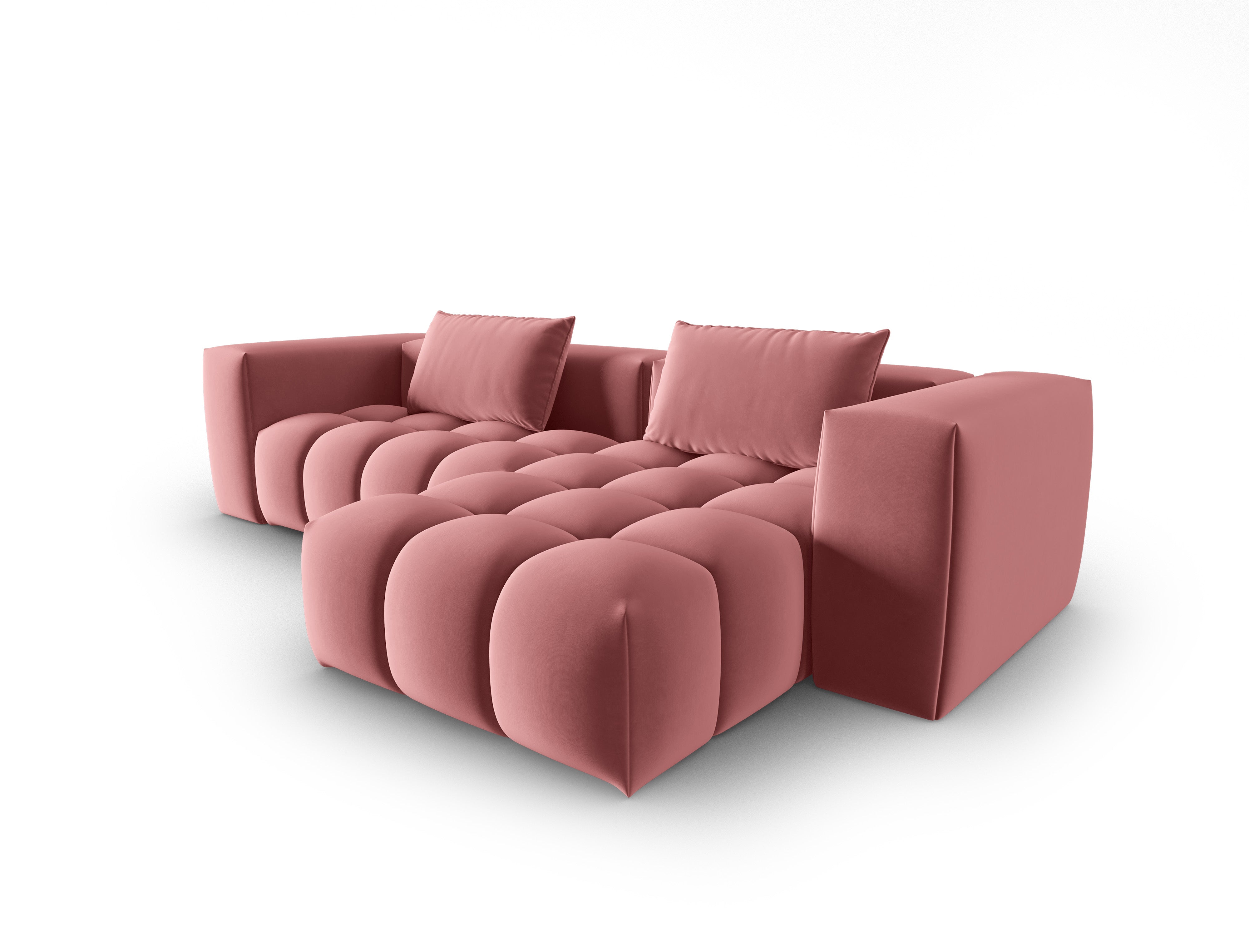 Narożnik aksamitny 3-osobowy prawostronny VERONA różowy flamingo – Cosmopolitan Design