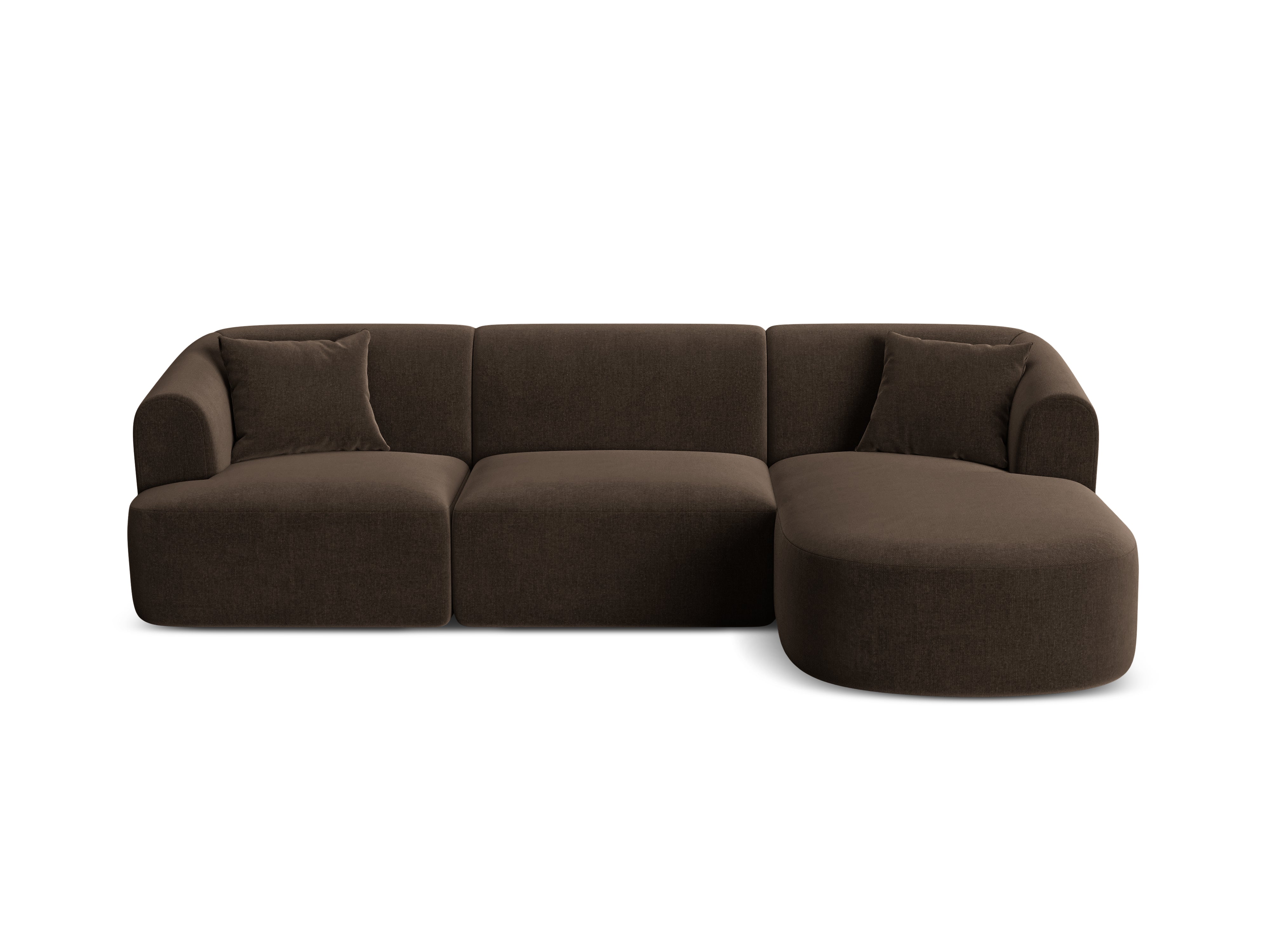 Right-facing velvet corner sofa for 4 people CAMPI chocolate