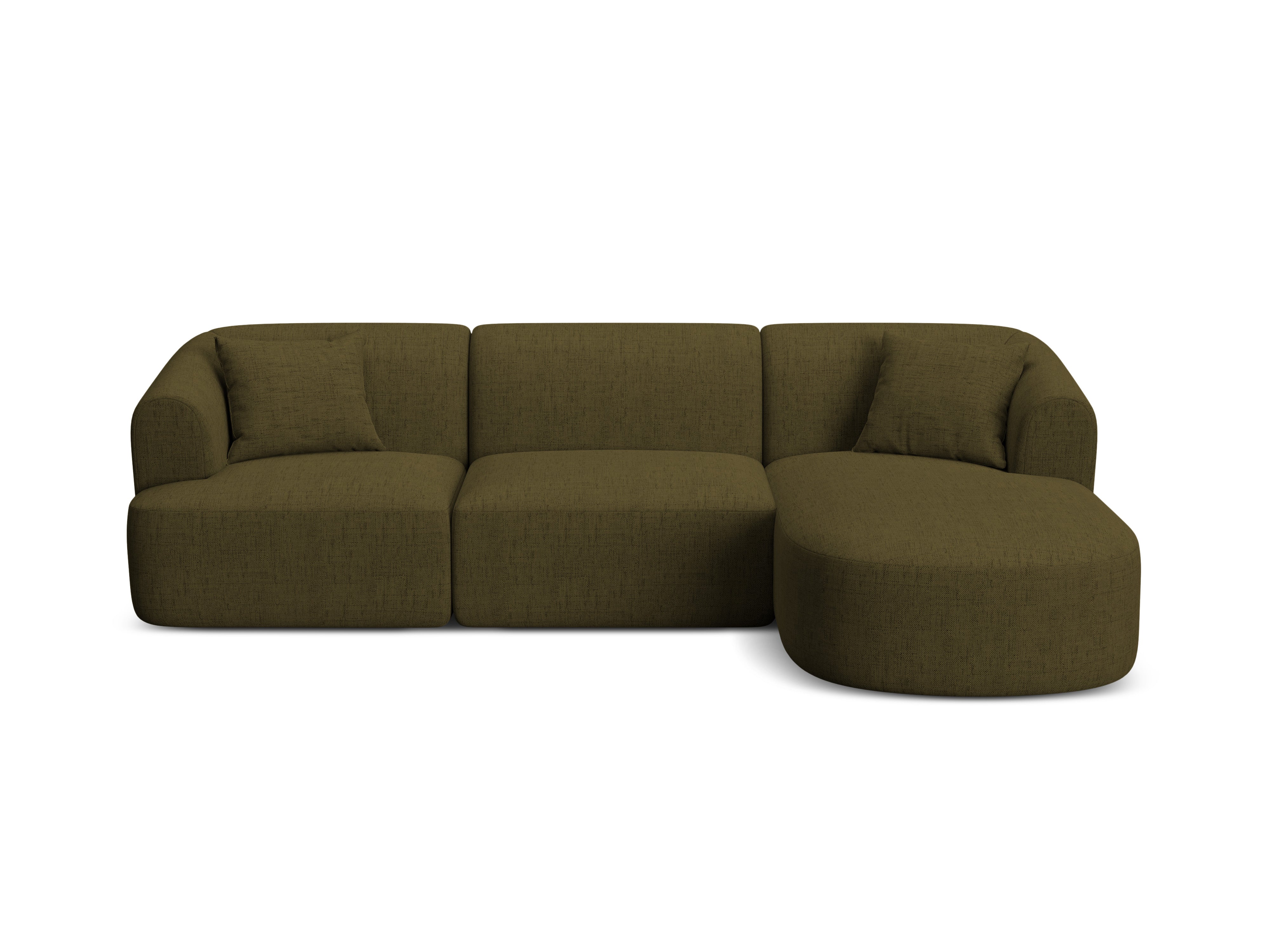 Right-facing 4-seater sofa CAMPI green chenille