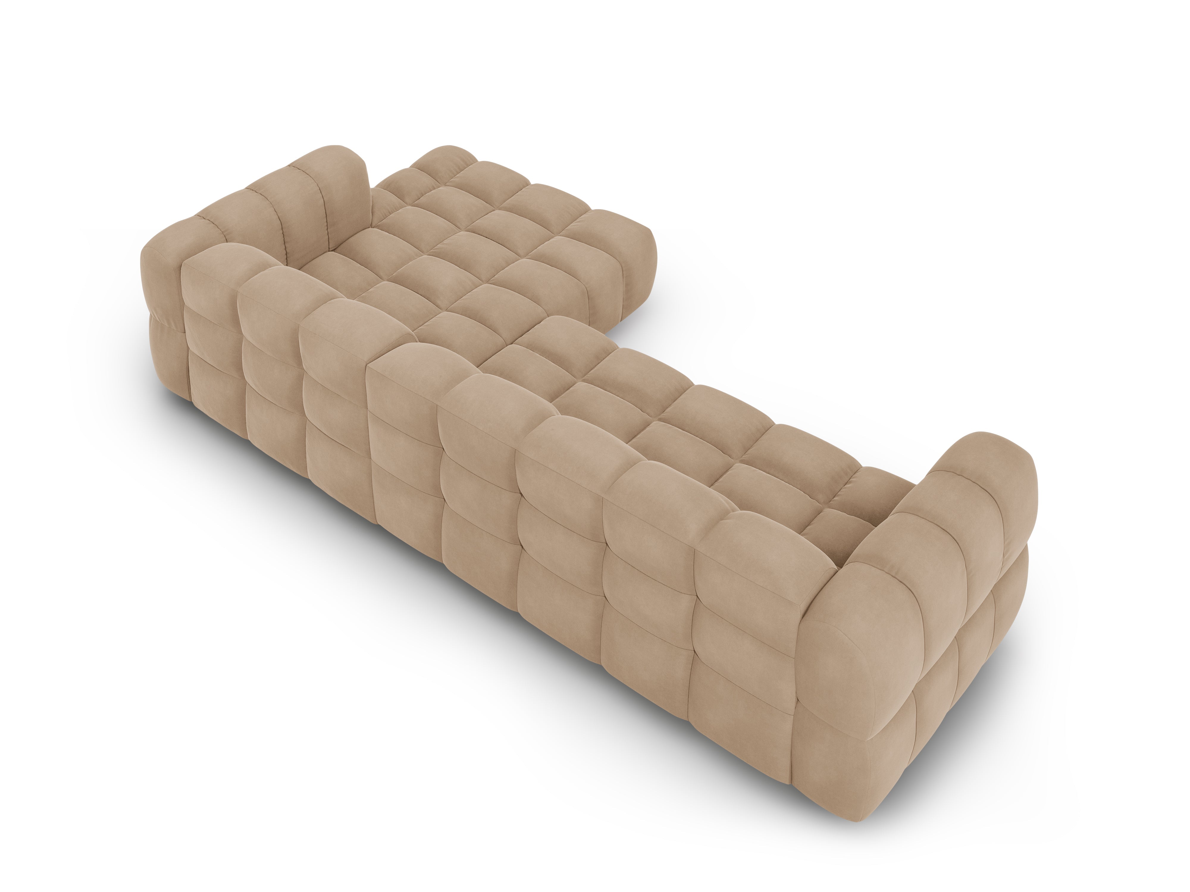 Narożnik aksamitny prawostronny 4-osobowy SKY piaskowy Cosmopolitan Design Eye on Design