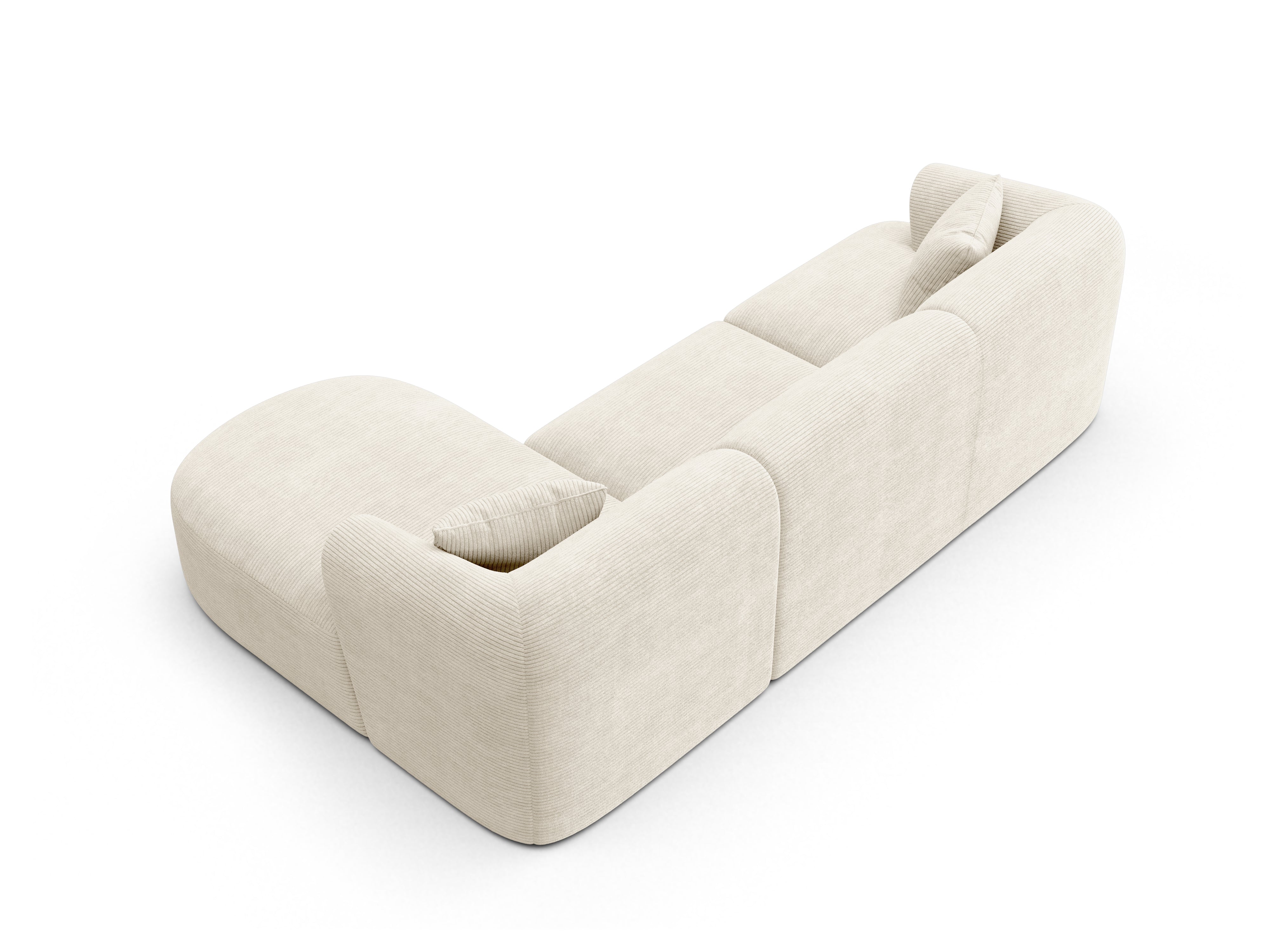 Rechtsseitige 4-Sitzer-Couch CAMPI cremefarbener Cord