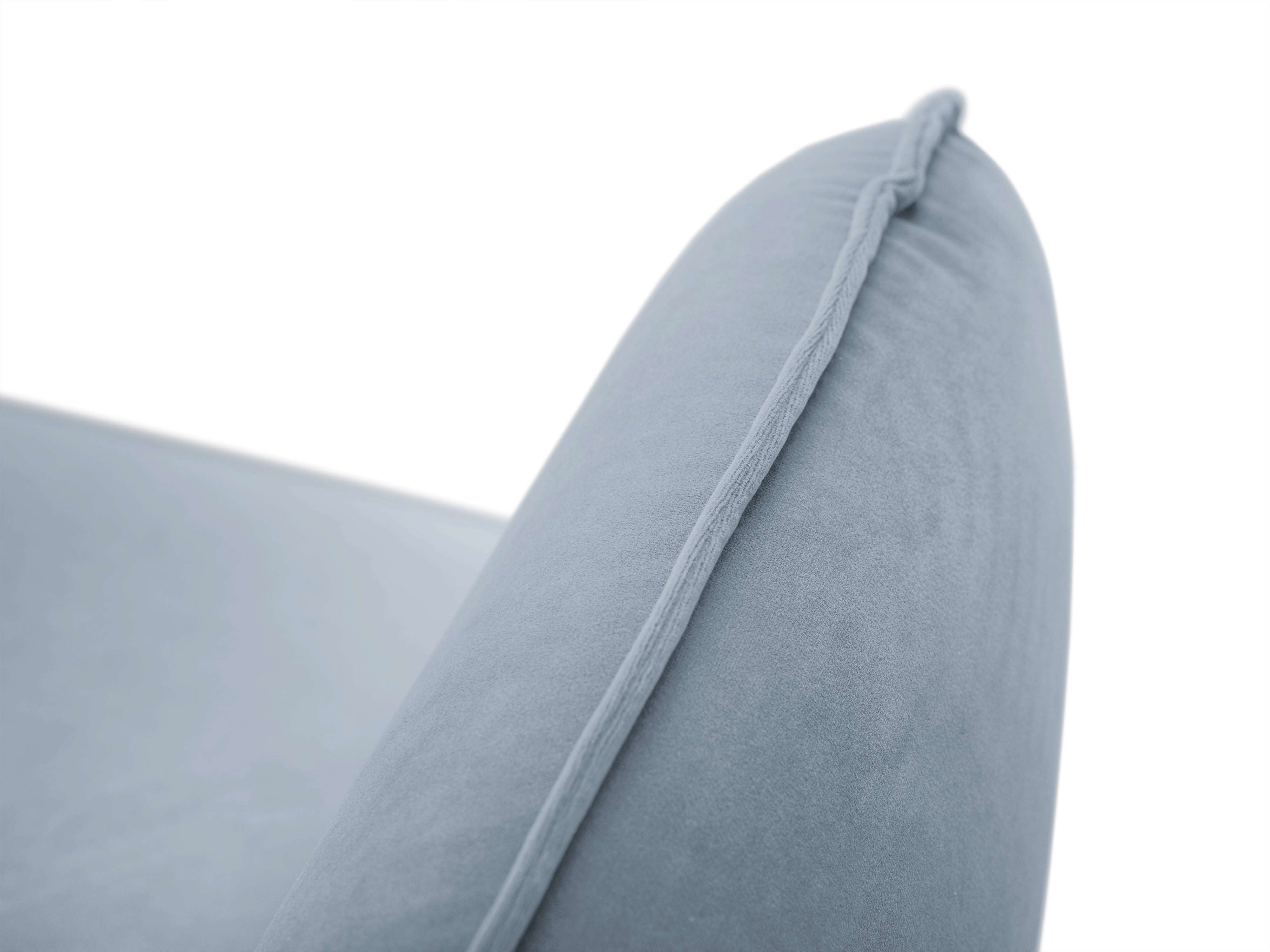 Samt-Ecksofa für 6 Personen, rechtsseitig, VIENNA, hellblau mit goldenem Fuß