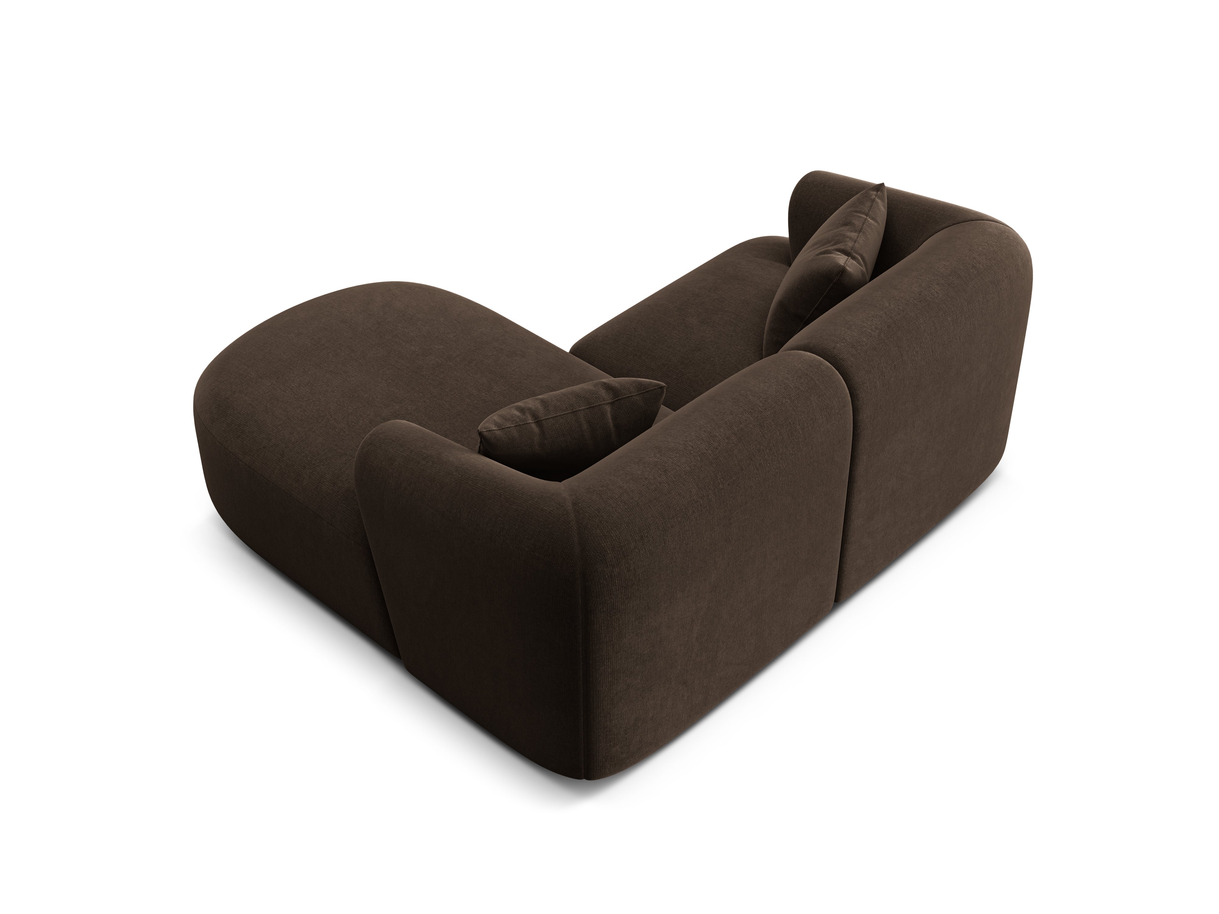 Samt-Ecksofa rechtsseitig 3-sitzig CAMPI schokoladenbraun