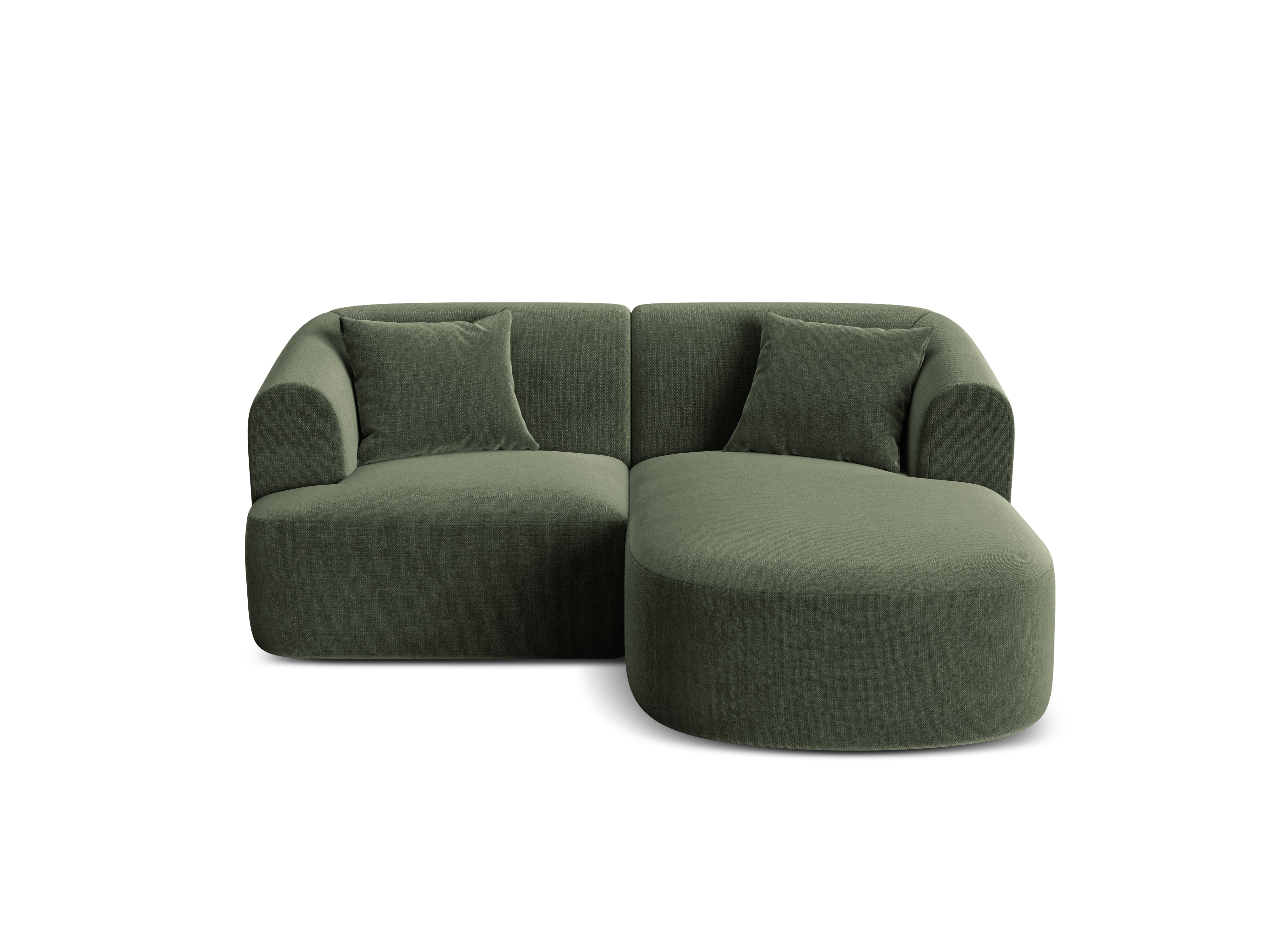 Groene 3-zits fluwelen hoekbank rechts CAMPI