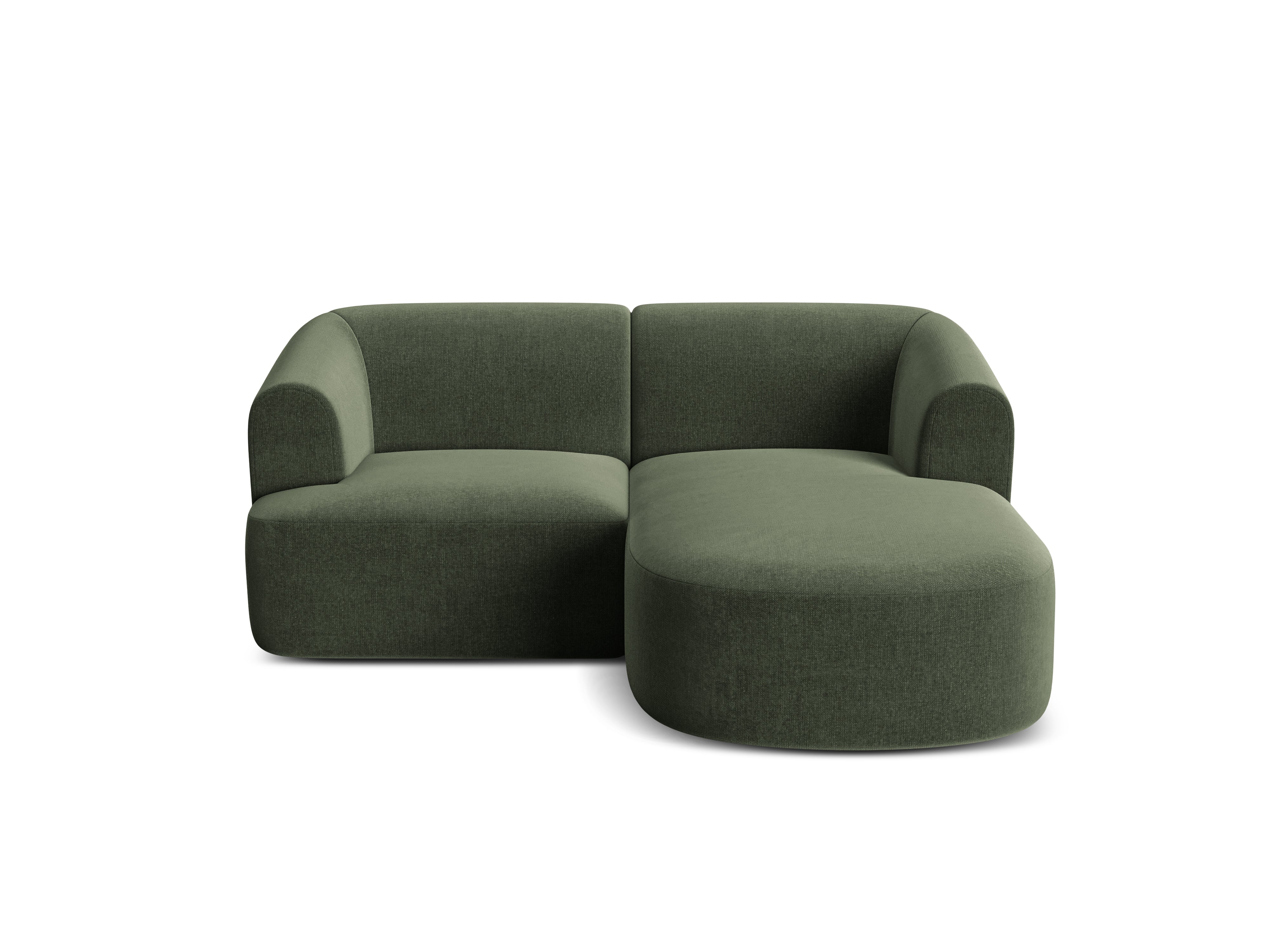 Groene 3-zits fluwelen hoekbank rechts CAMPI