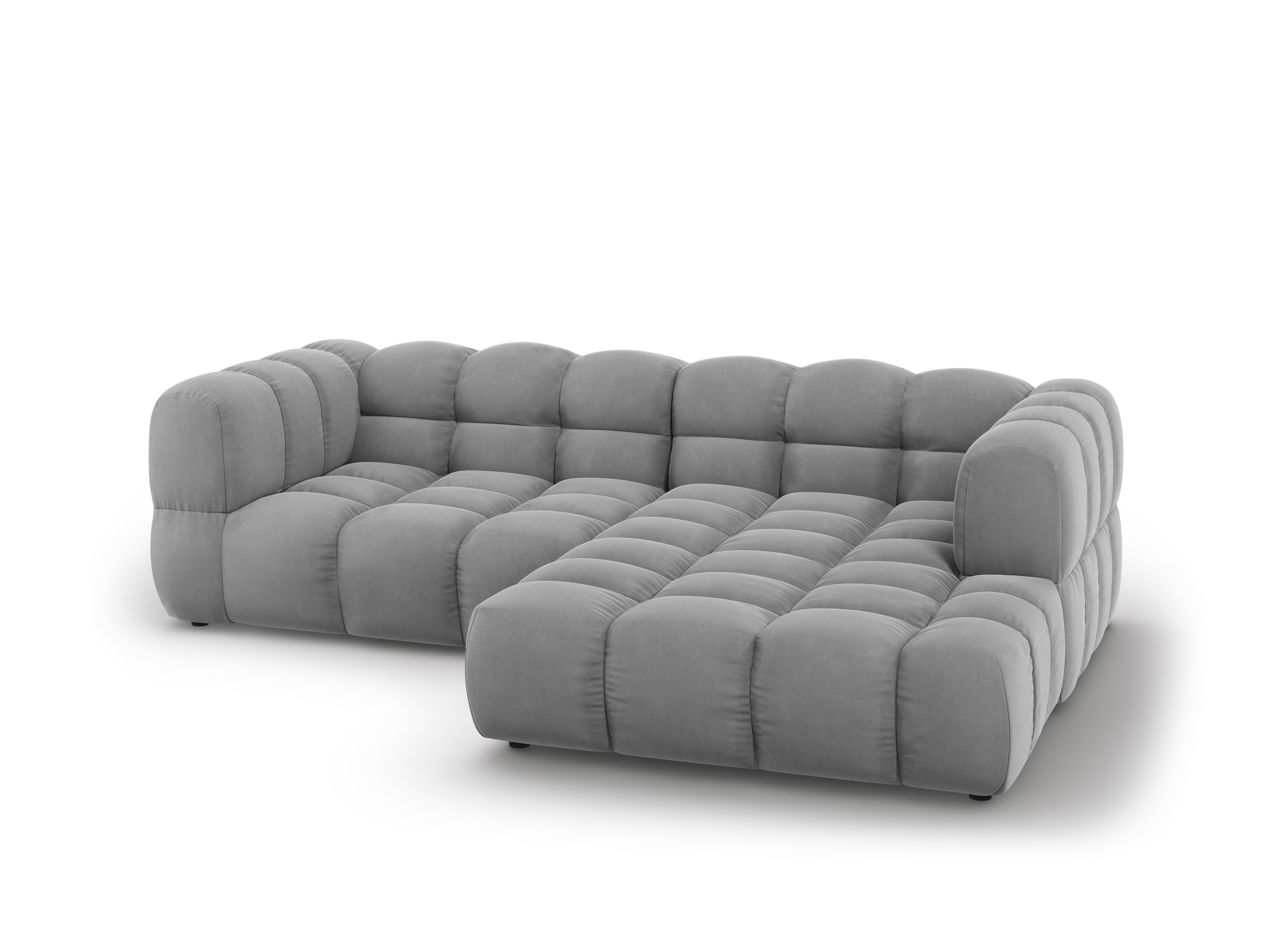 Narożnik aksamitny prawostronny 3-osobowy SKY jasnoszary Cosmopolitan Design Eye on Design
