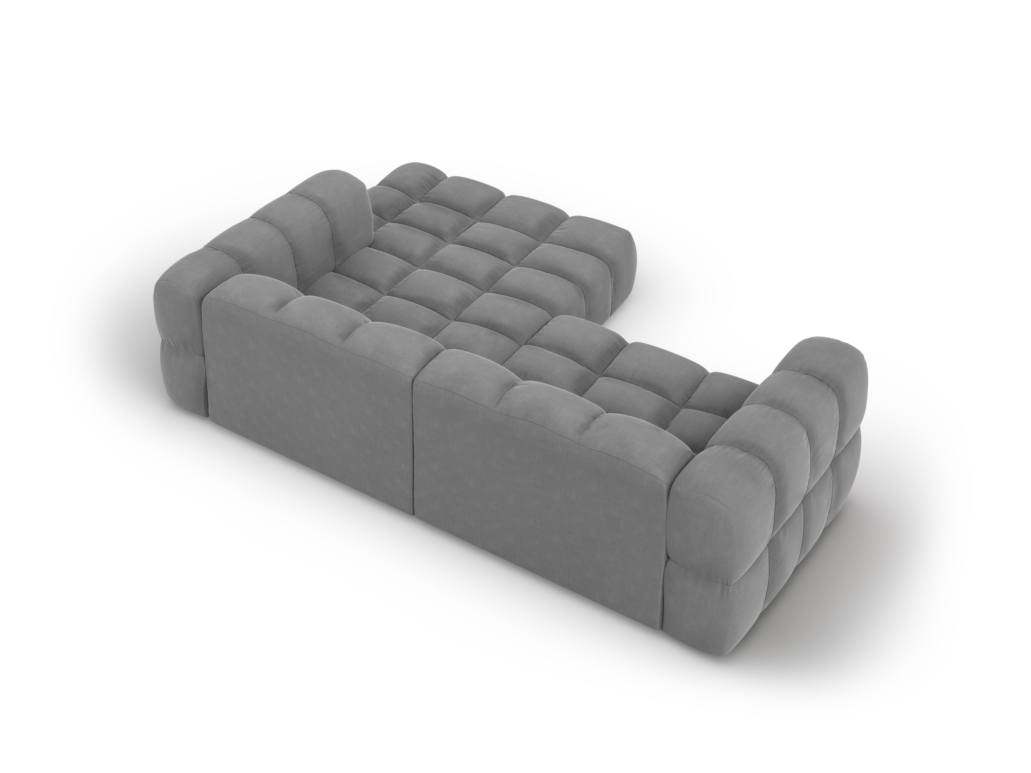 Narożnik aksamitny prawostronny 3-osobowy SKY jasnoszary Cosmopolitan Design Eye on Design