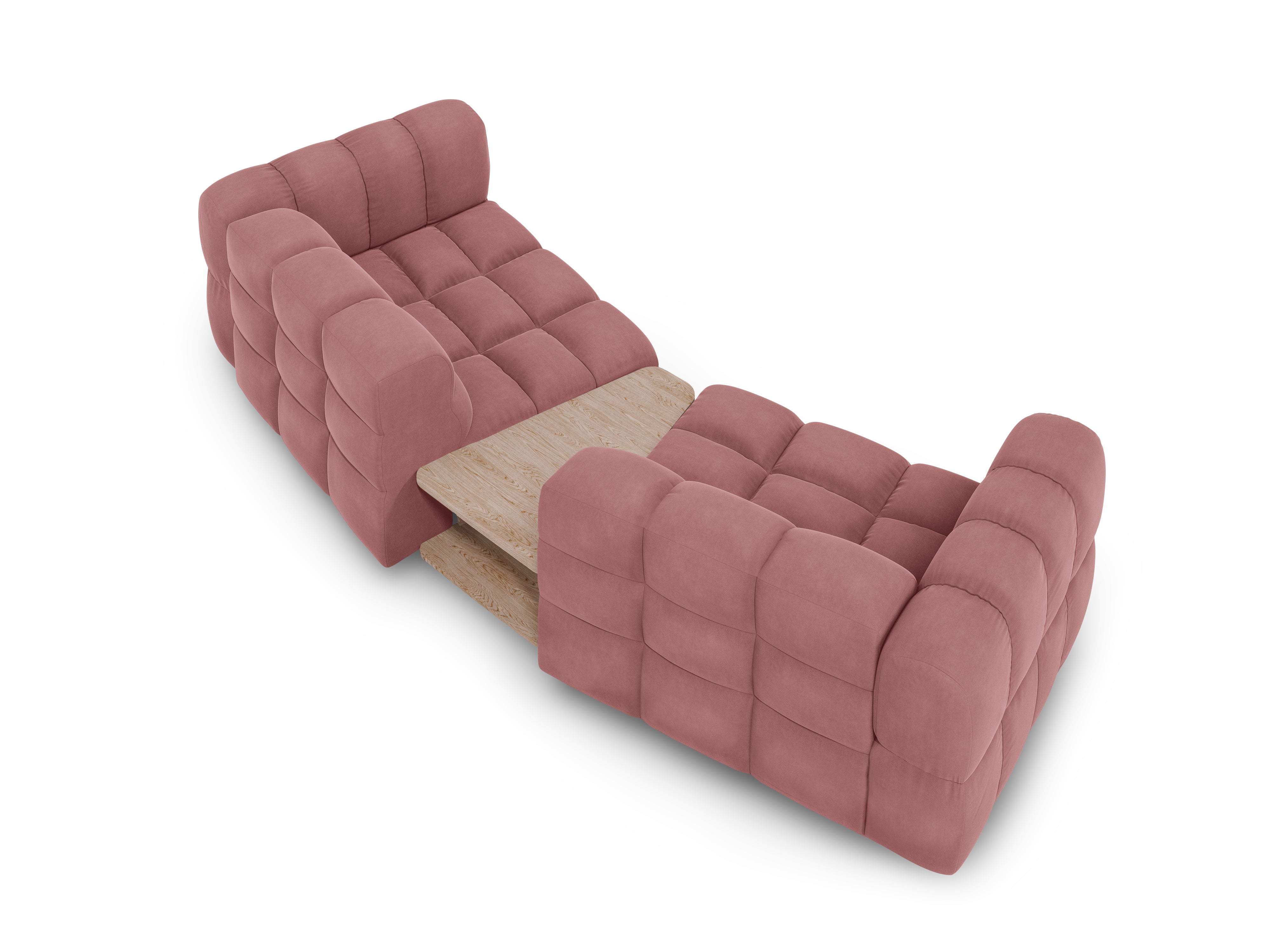 Sofa aksamitna 2-osobowa zaokrąglona ze stolikiem SKY łososiowy Cosmopolitan Design Eye on Design