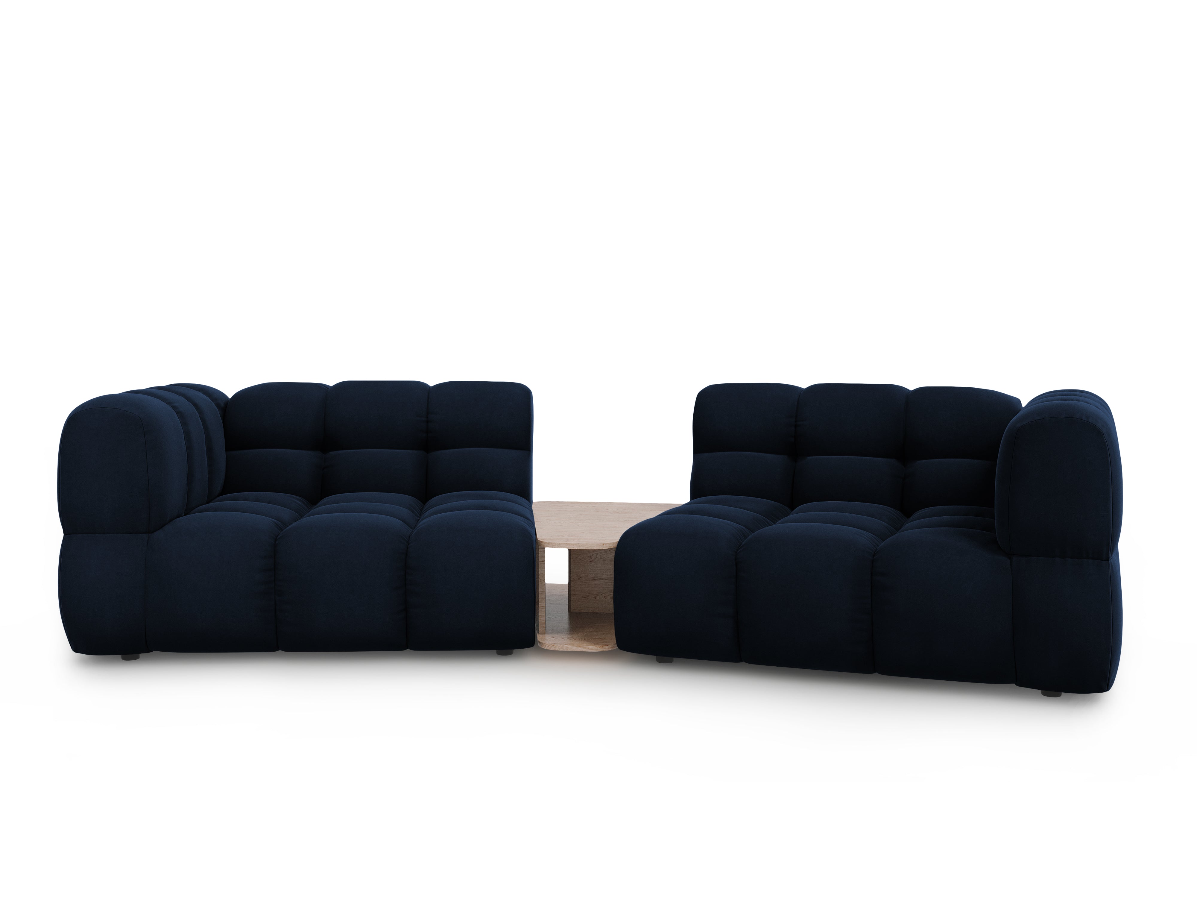 Sofa aksamitna 2-osobowa zaokrąglona ze stolikiem SKY granat królewski Cosmopolitan Design Eye on Design