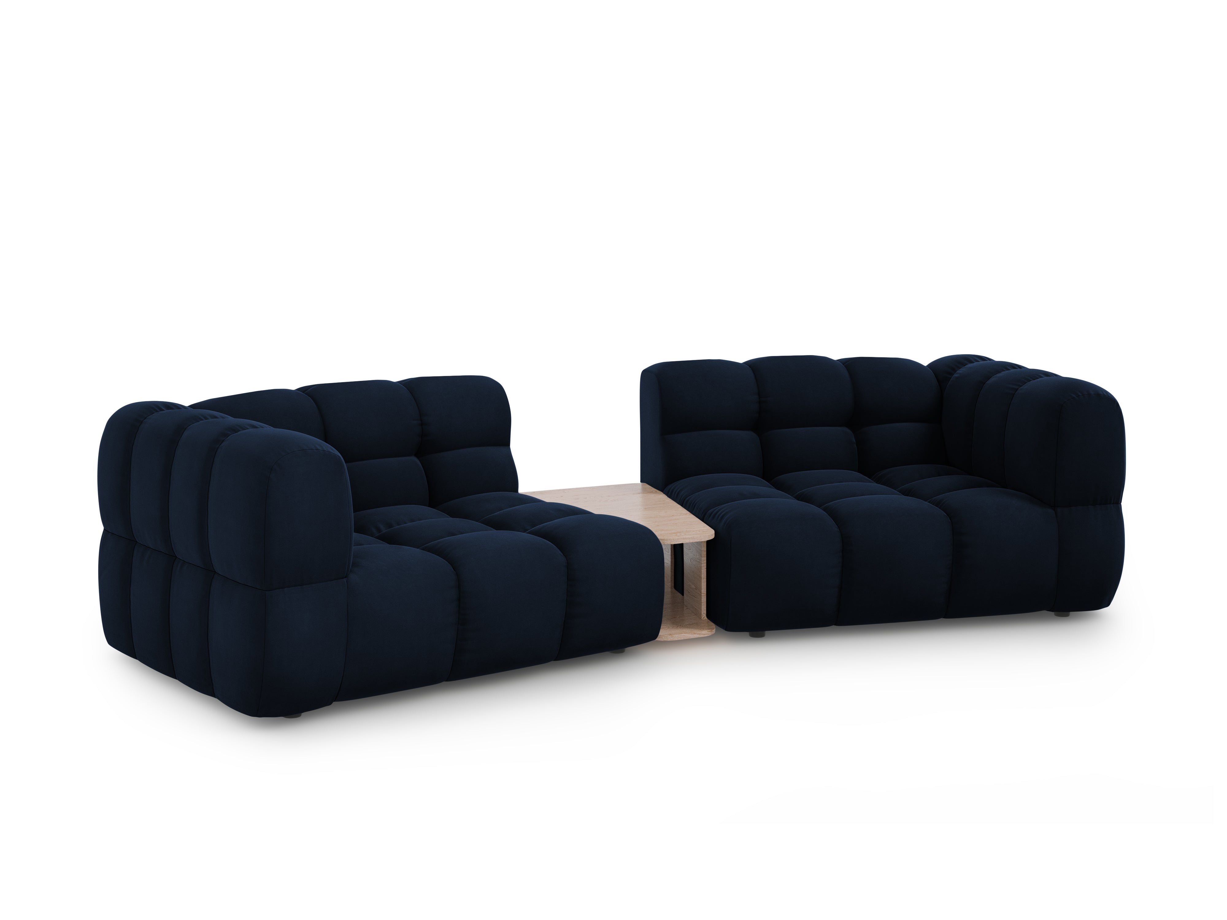 Sofa aksamitna 2-osobowa zaokrąglona ze stolikiem SKY granat królewski Cosmopolitan Design Eye on Design