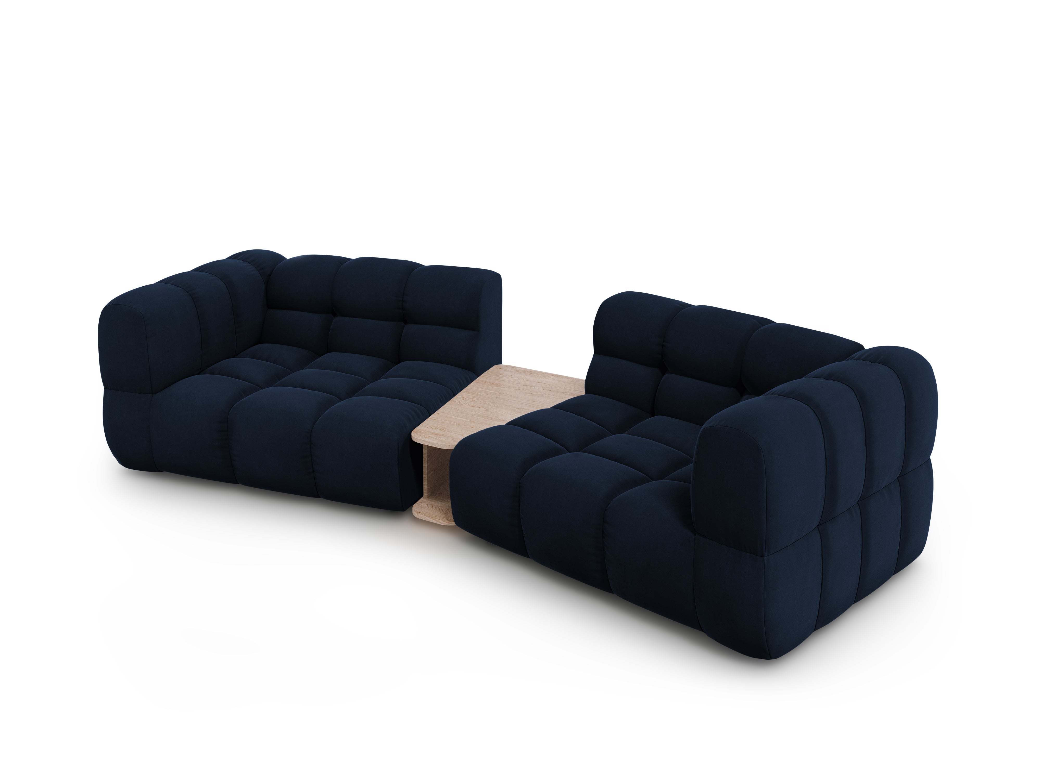 Sofa aksamitna 2-osobowa zaokrąglona ze stolikiem SKY granat królewski Cosmopolitan Design Eye on Design