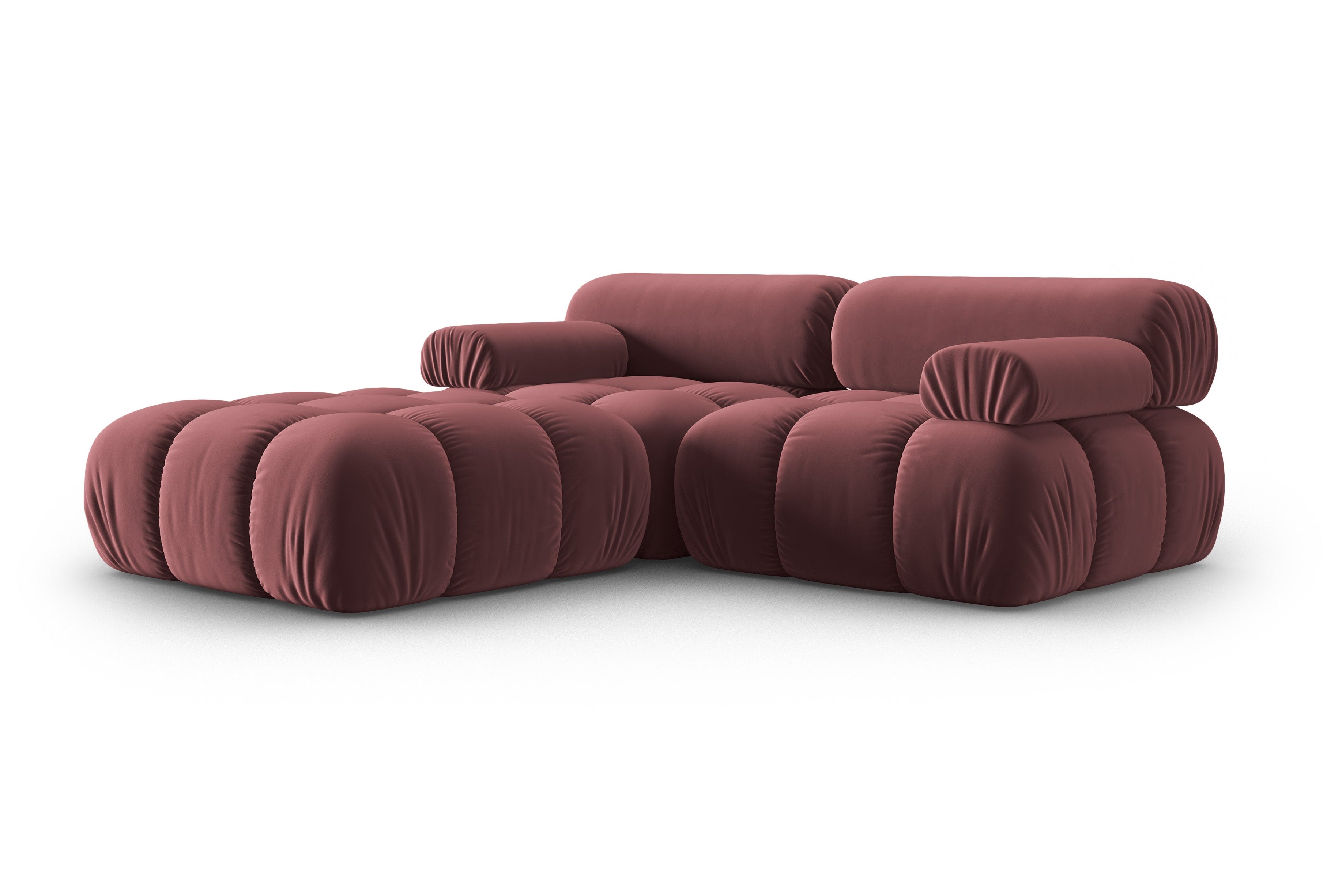 Fluwelen 3-zits hoekbank CORTINA roze