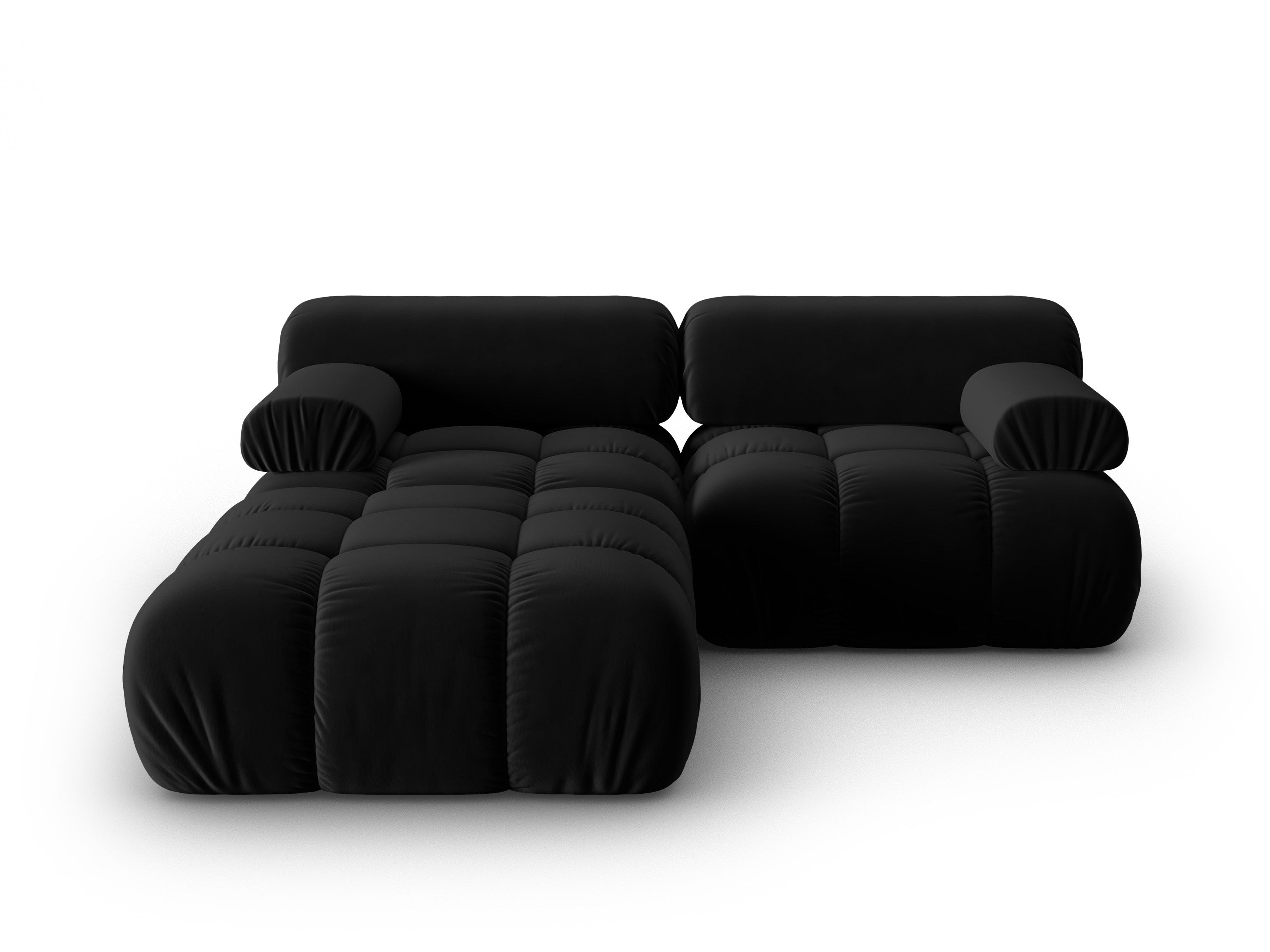 Samt-Ecksofa für 3 Personen CORTINA schwarz