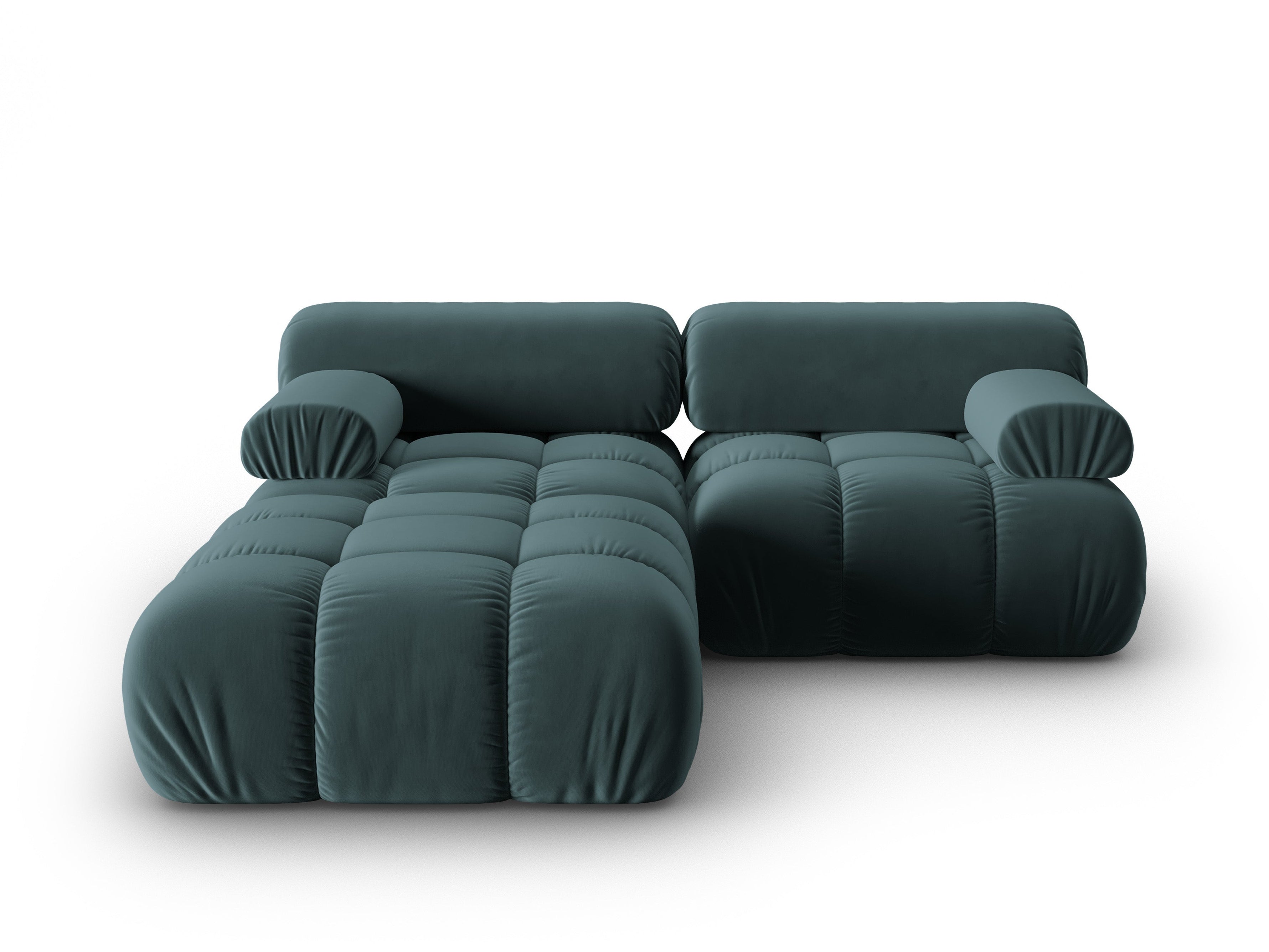 Velvet Corner Sofa for 3 People CORTINA in Turquoise