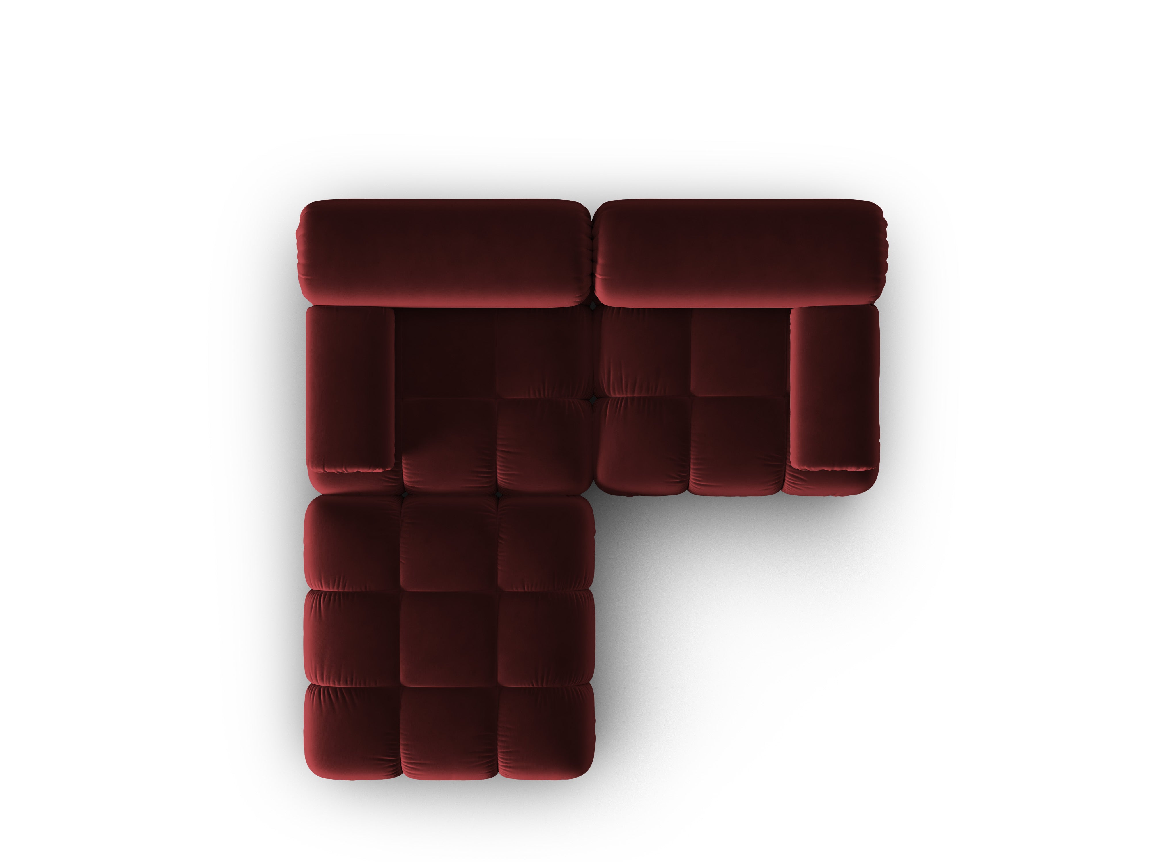 CORTINA Velvet Corner Sofa for 3 People in Wine Red