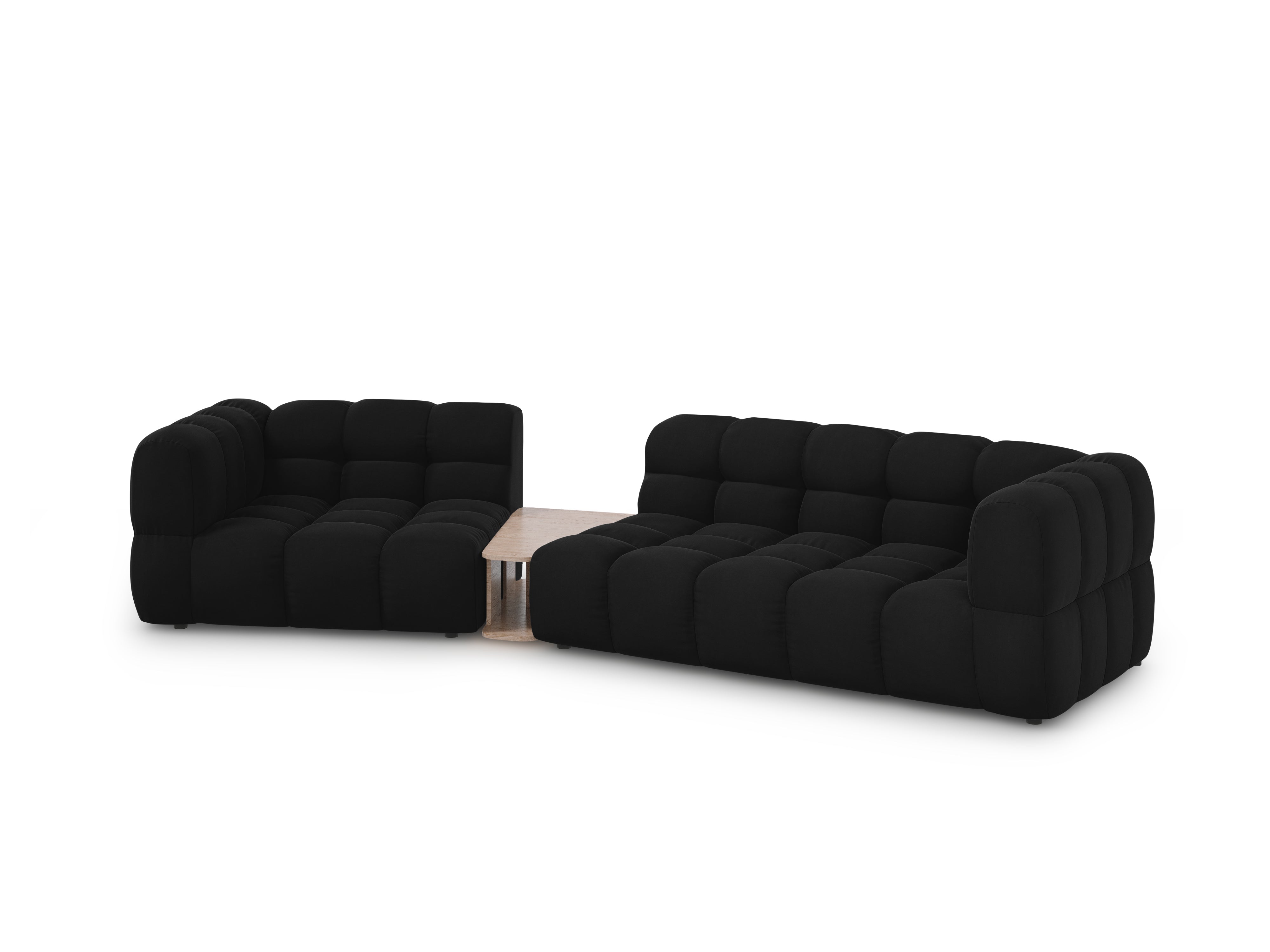 Sofa aksamitna lewostronna 3-osobowa zaokrąglona ze stolikiem SKY czarny Cosmopolitan Design Eye on Design