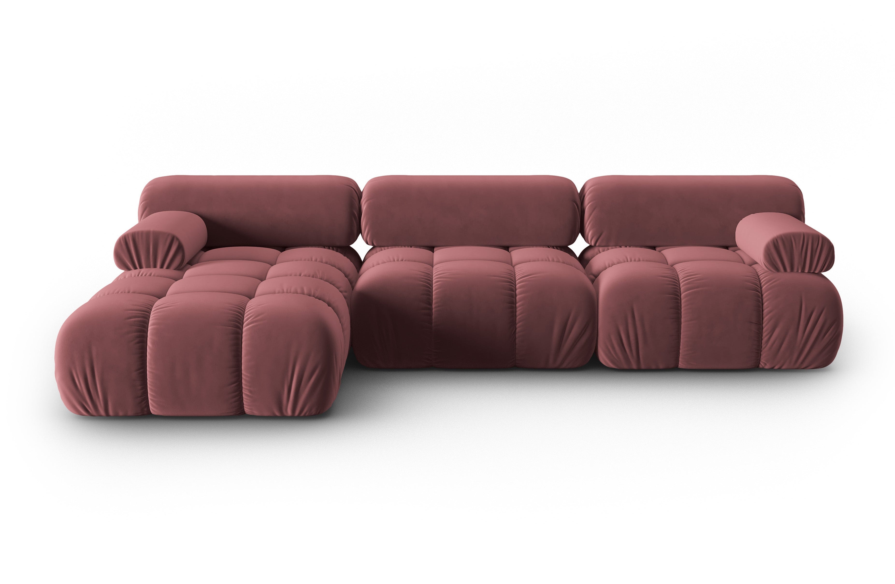 Samt-Ecksofa für 4 Personen links CORTINA rosa