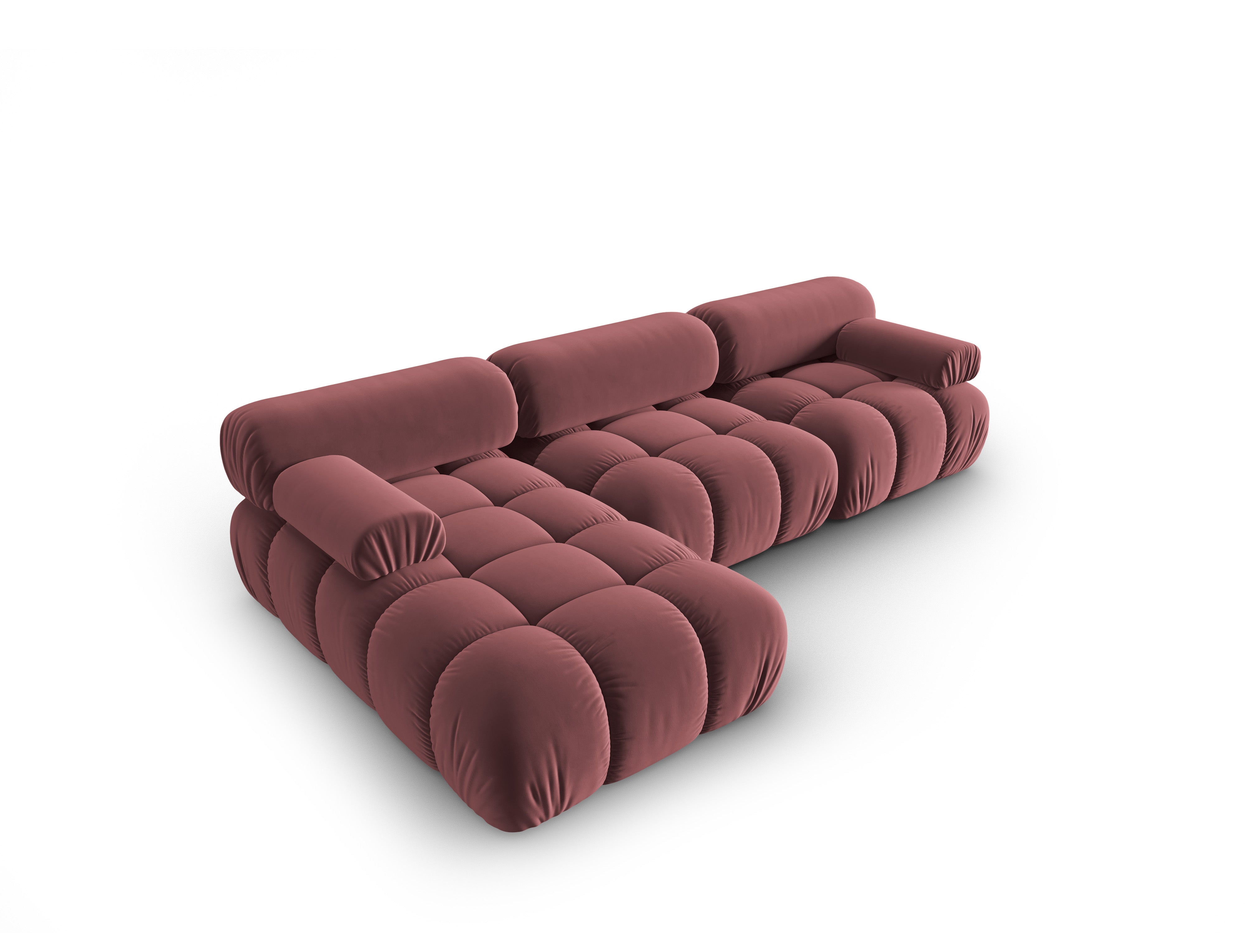 Samt-Ecksofa für 4 Personen links CORTINA rosa