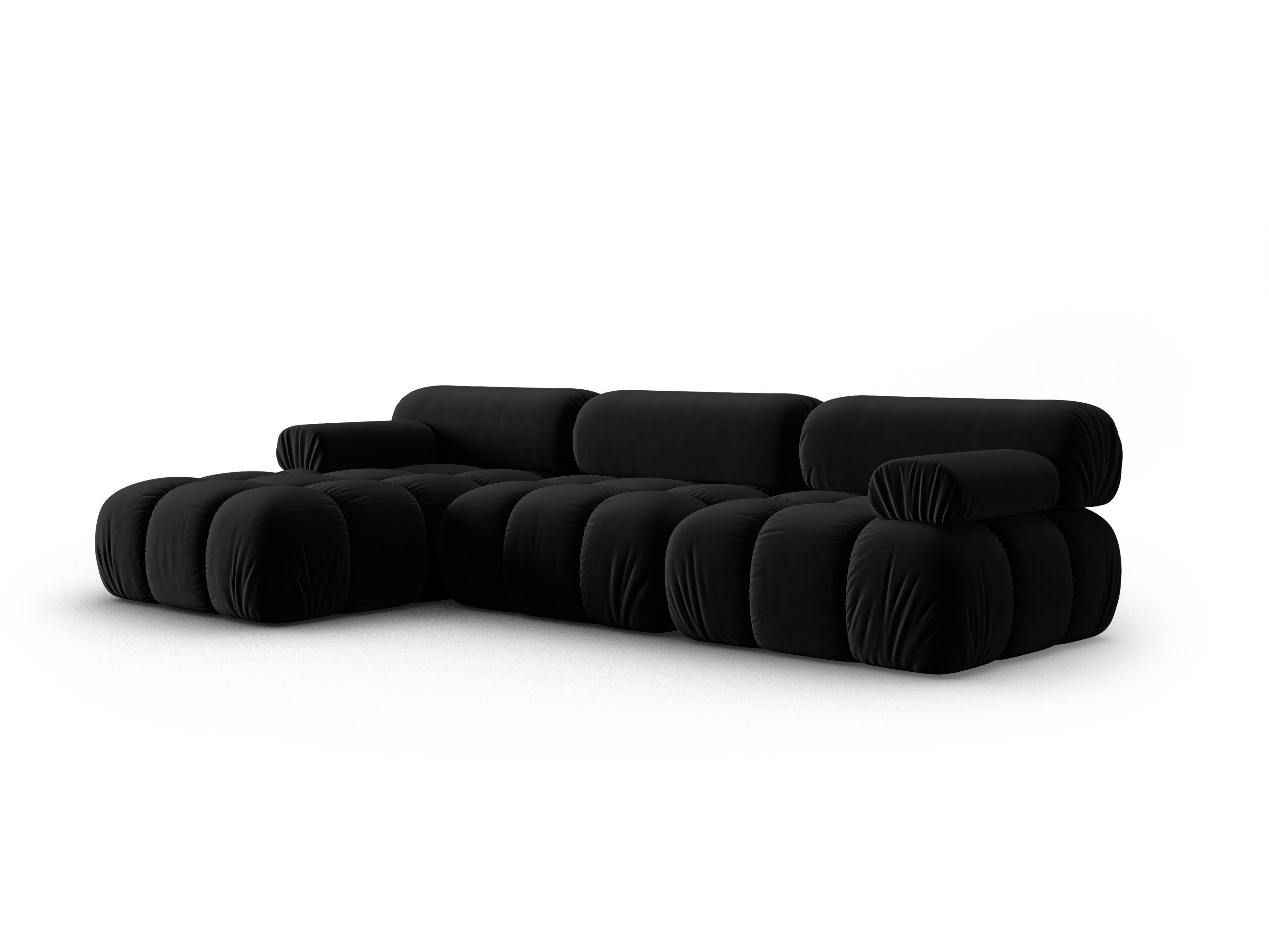 Fluwelen hoekbank voor 4 personen, links CORTINA, zwart