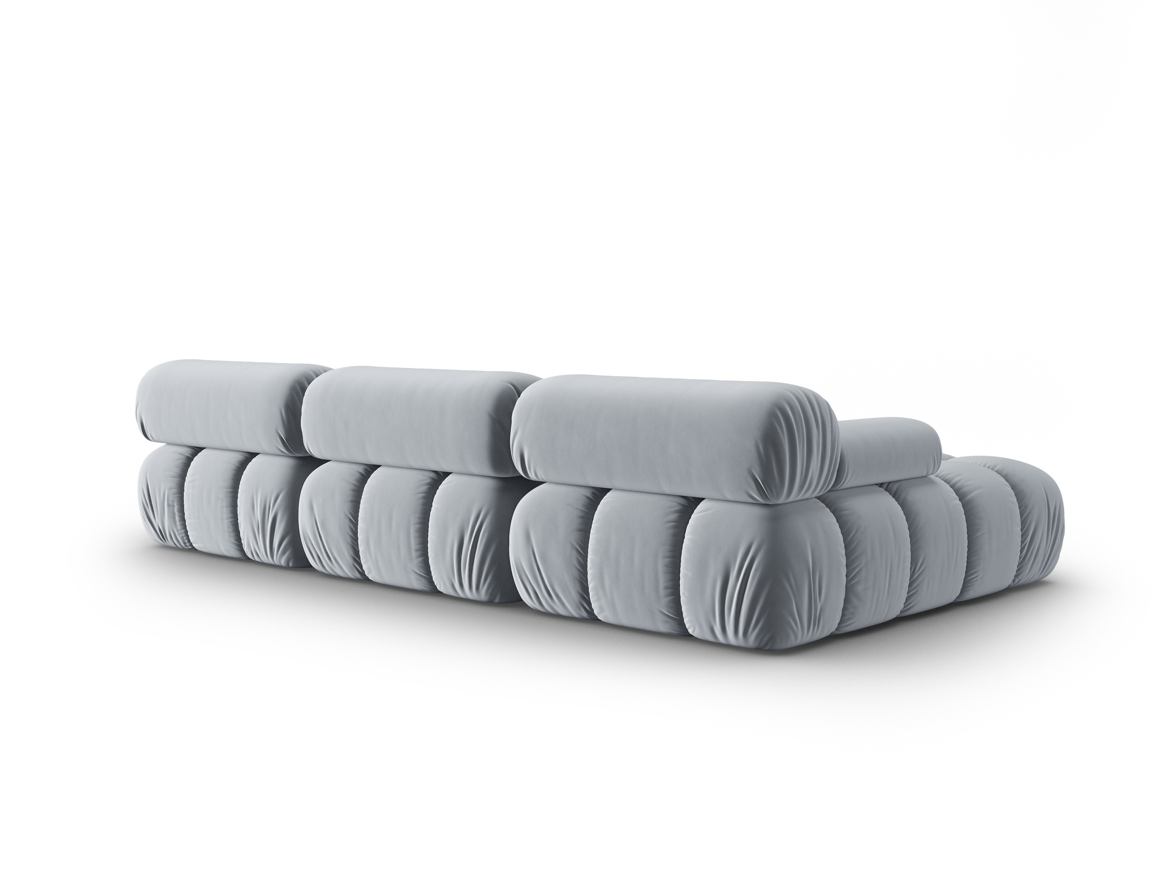 Narożnik aksamitny 4-osobowy lewostronny CORTINA błękitny – Cosmopolitan Design