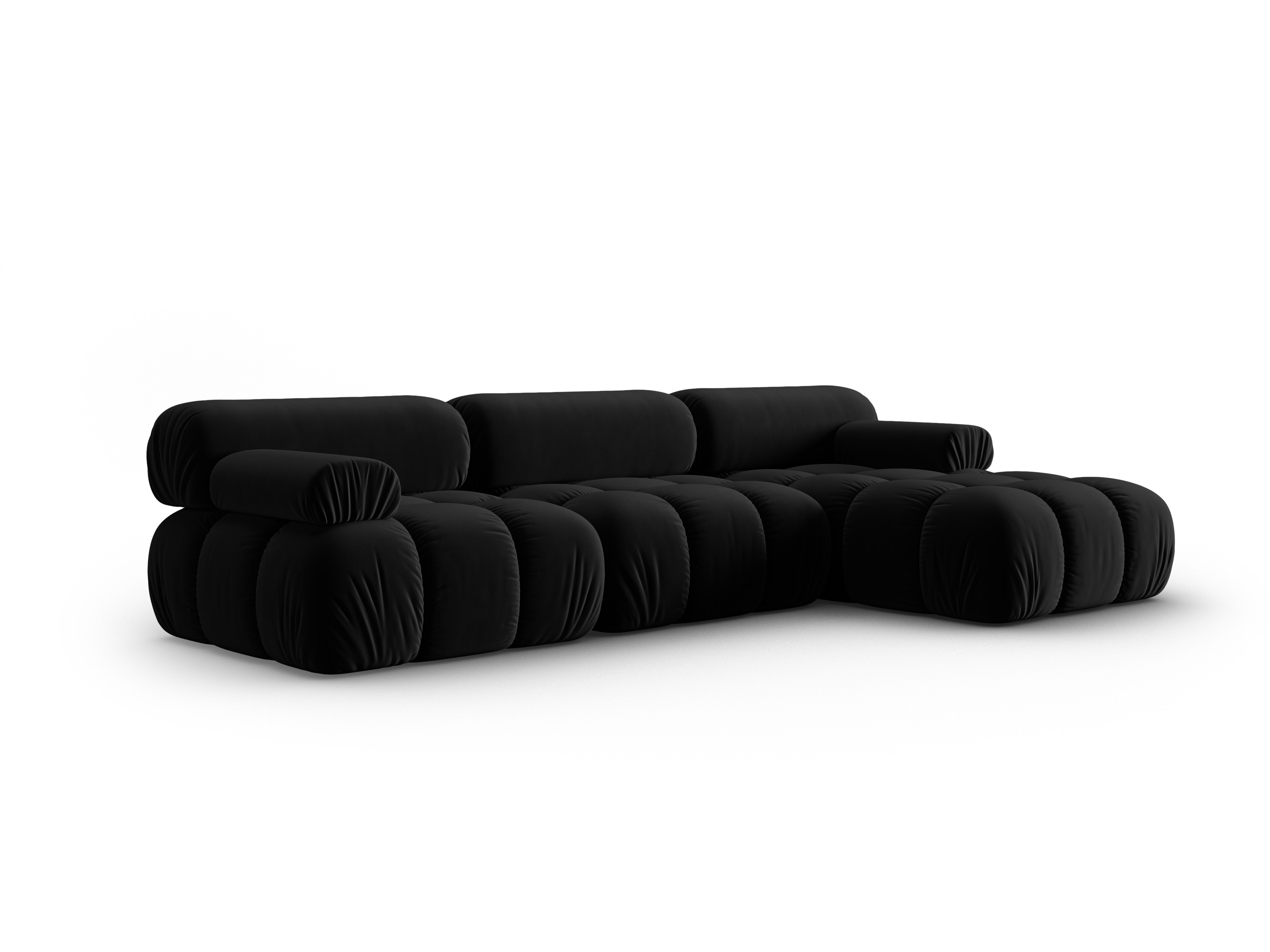 Narożnik aksamitny 4-osobowy prawostronny CORTINA czarny – Cosmopolitan Design