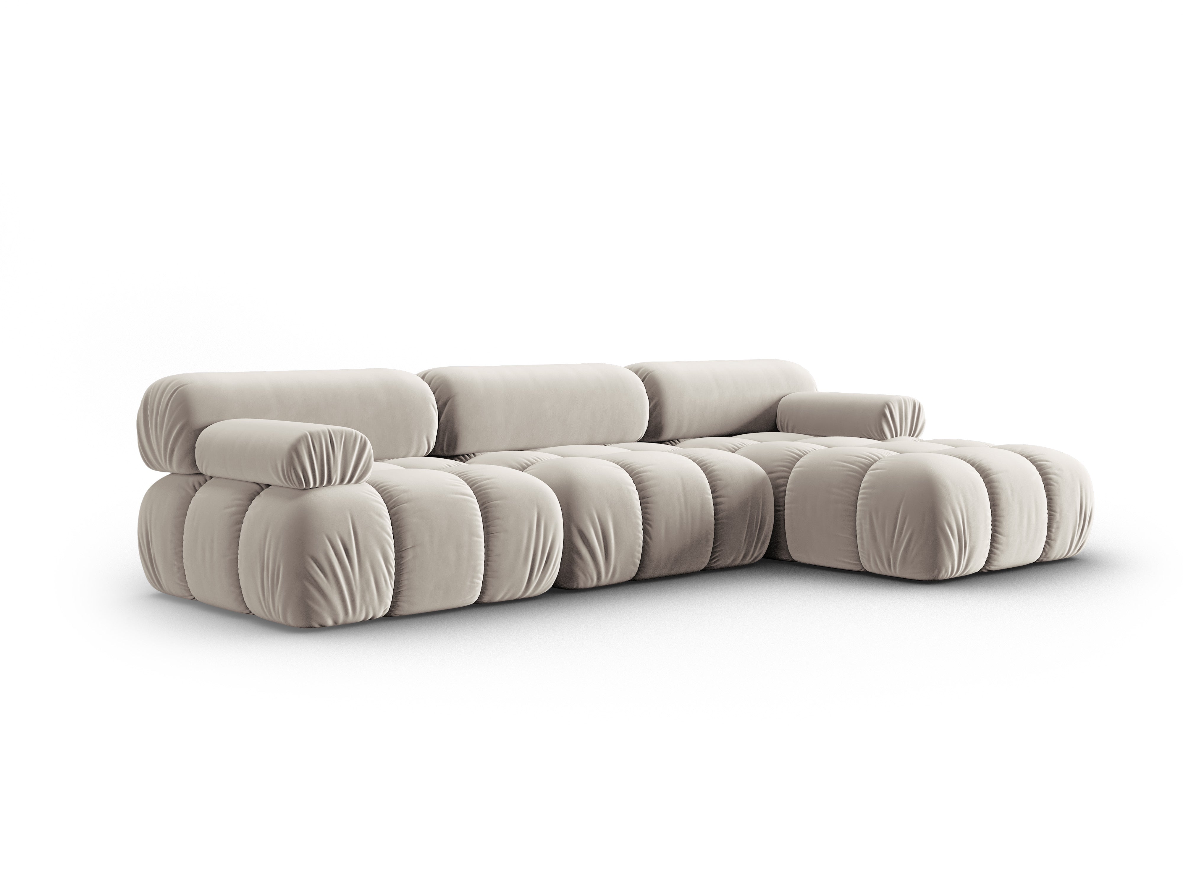 Samt-Ecksofa für 4 Personen rechts CORTINA beige