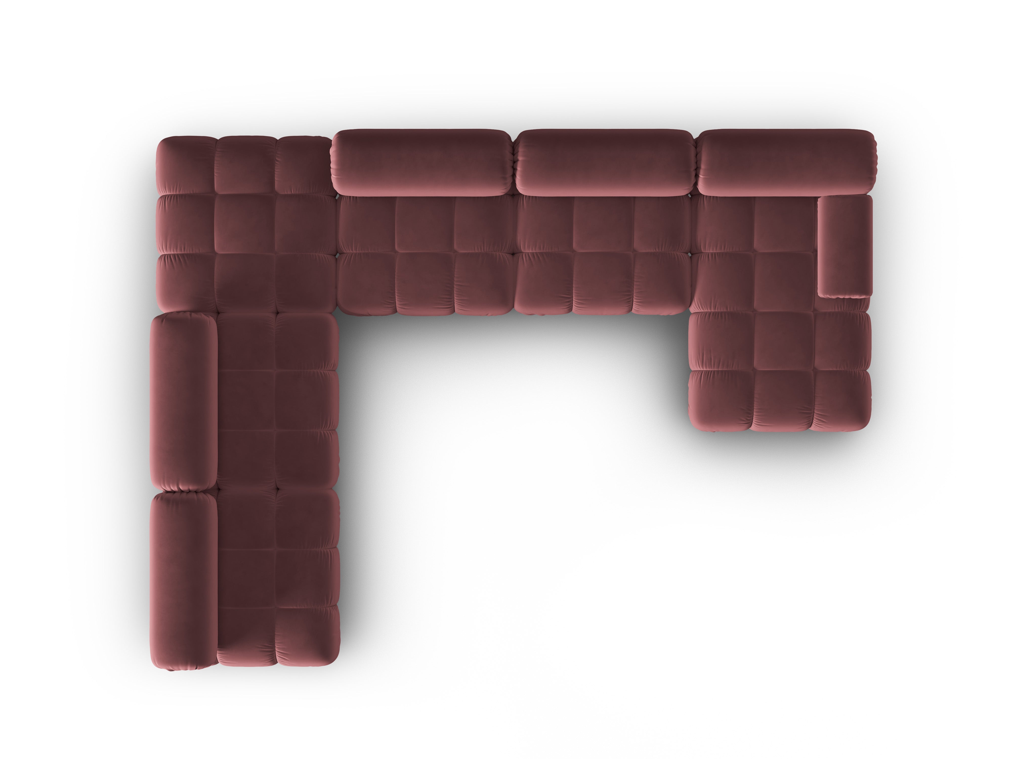 Panoramischer Samt-Ecksofa links CORTINA rosa