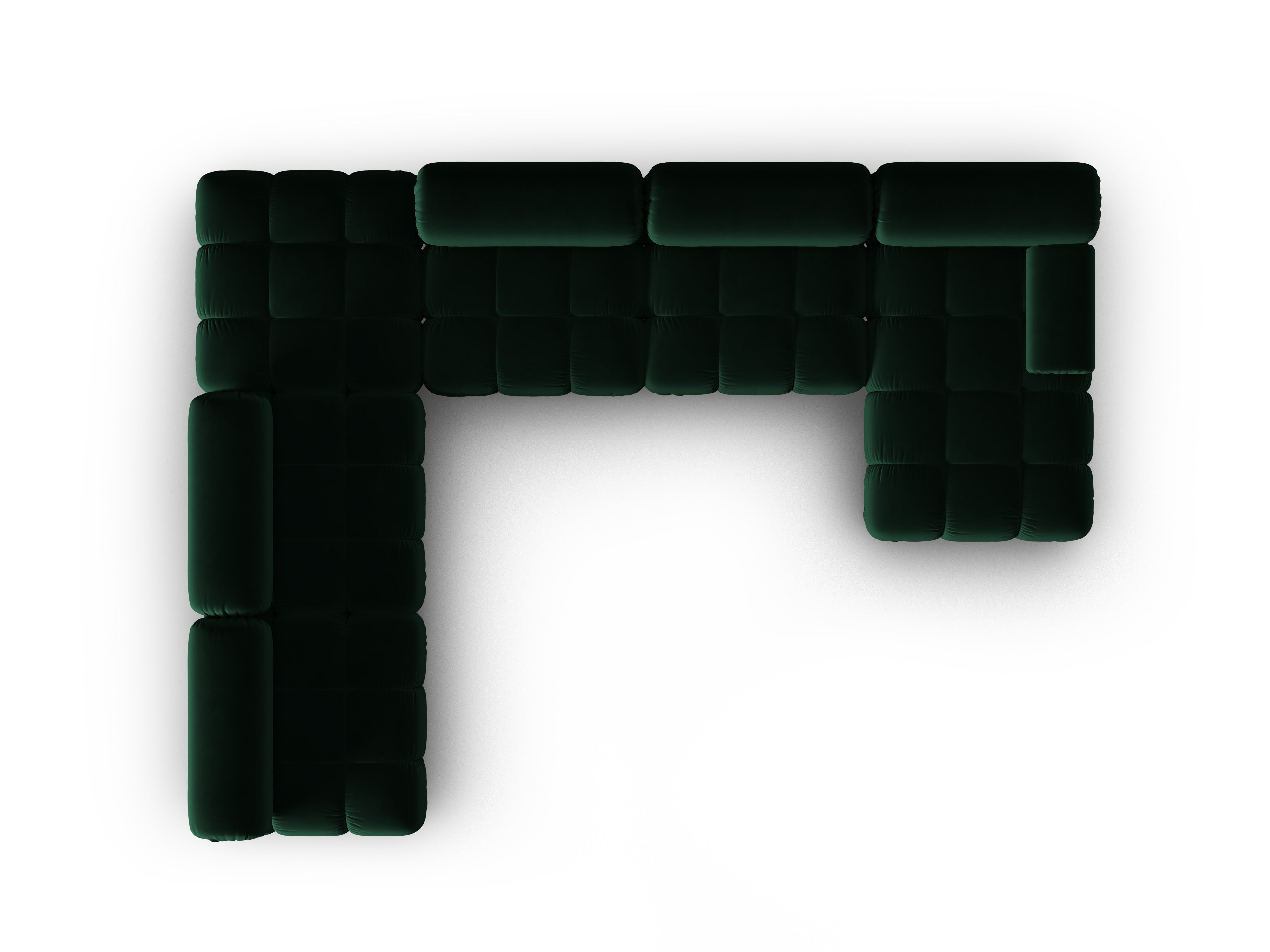 CORTINA Left-Arm Velvet Panoramic Corner Sofa in Bottle Green