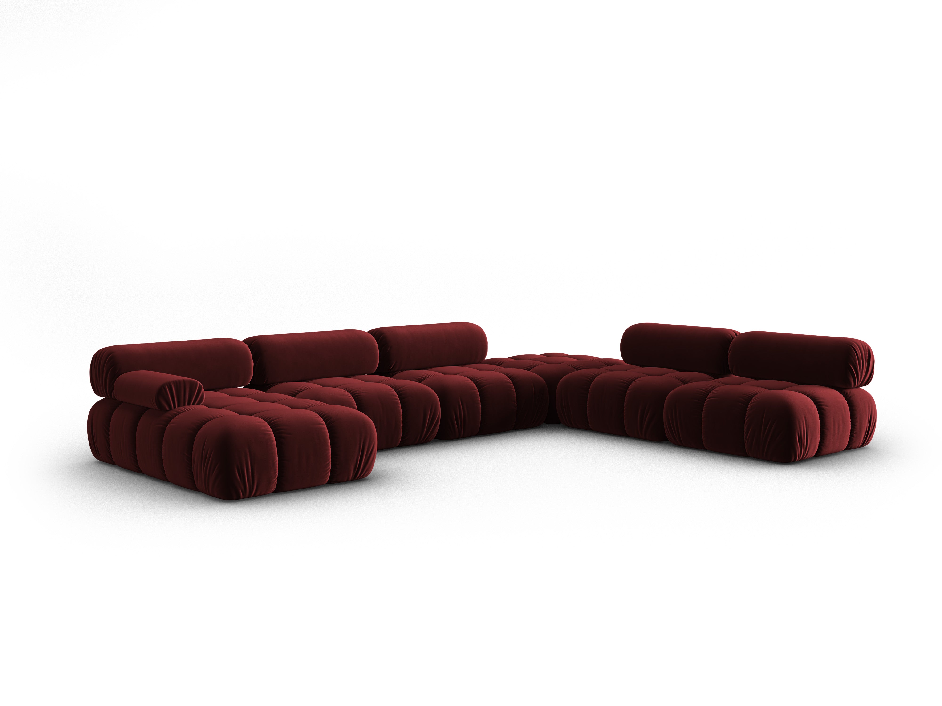 CORTINA Right-Hand Velvet Panoramic Corner Sofa in Wine Red