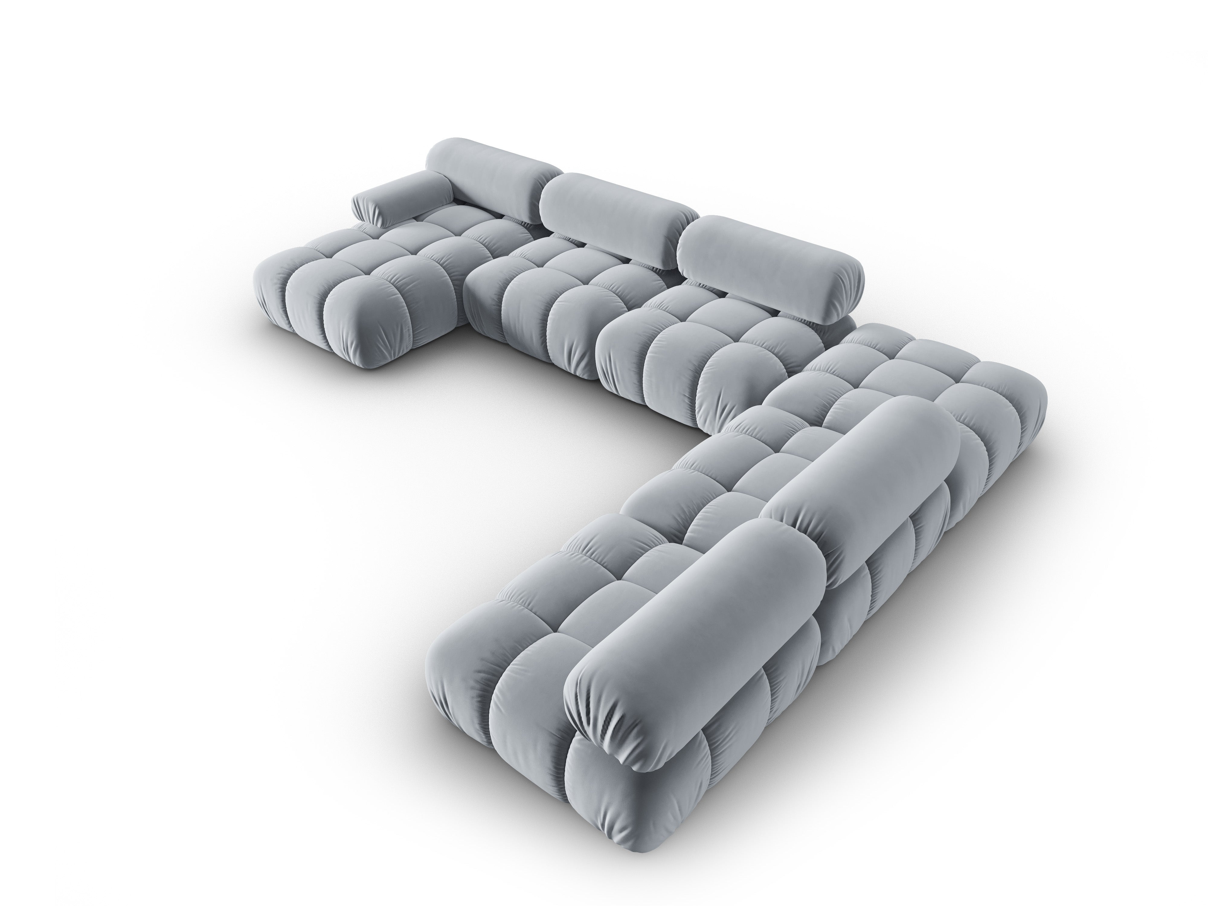 CORTINA Blue Right-Hand Velvet Panoramic Corner Sofa