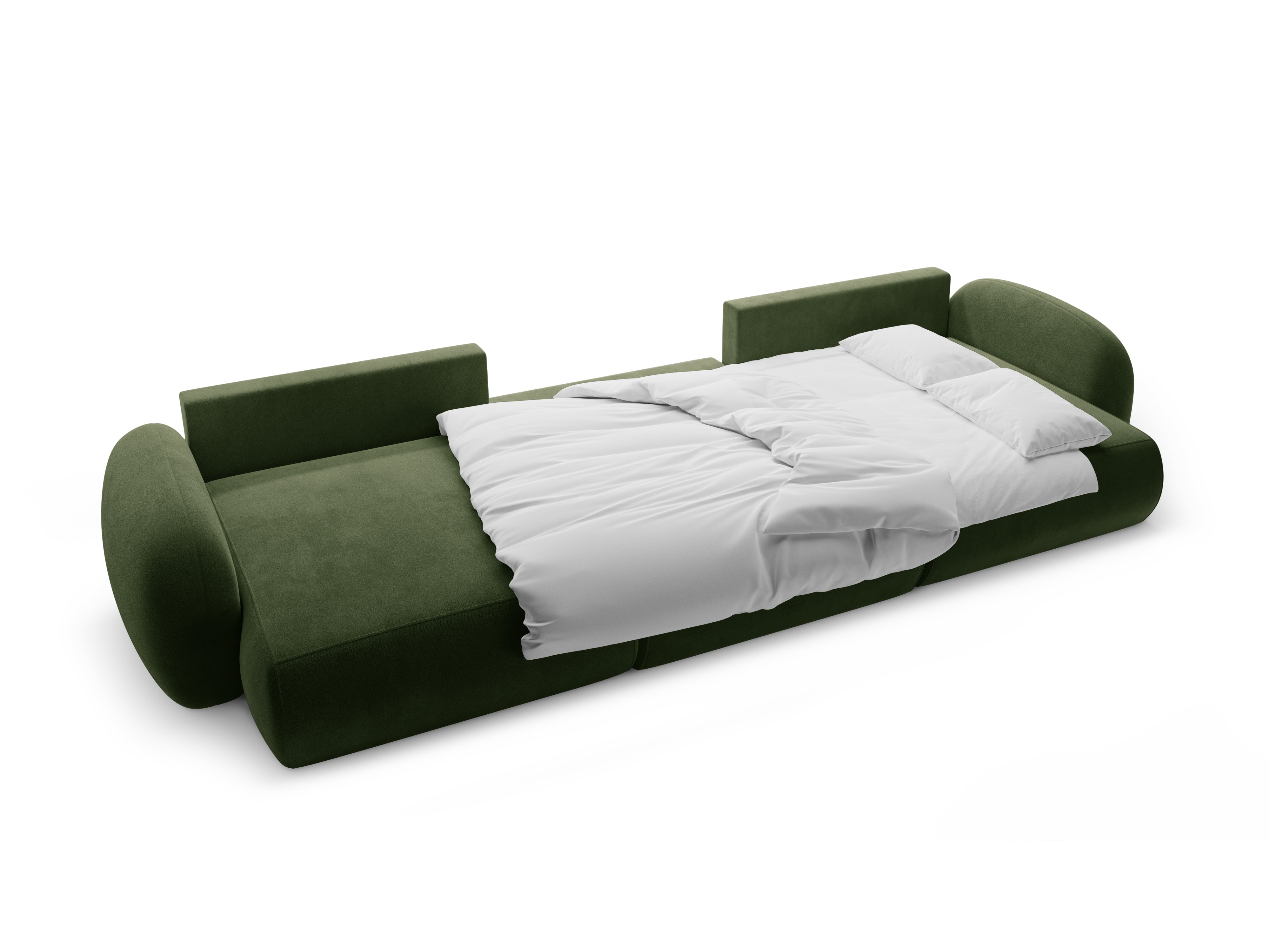 Panoramisch fluwelen sofa met slaapfunctie voor 5 personen TONALE legergroen