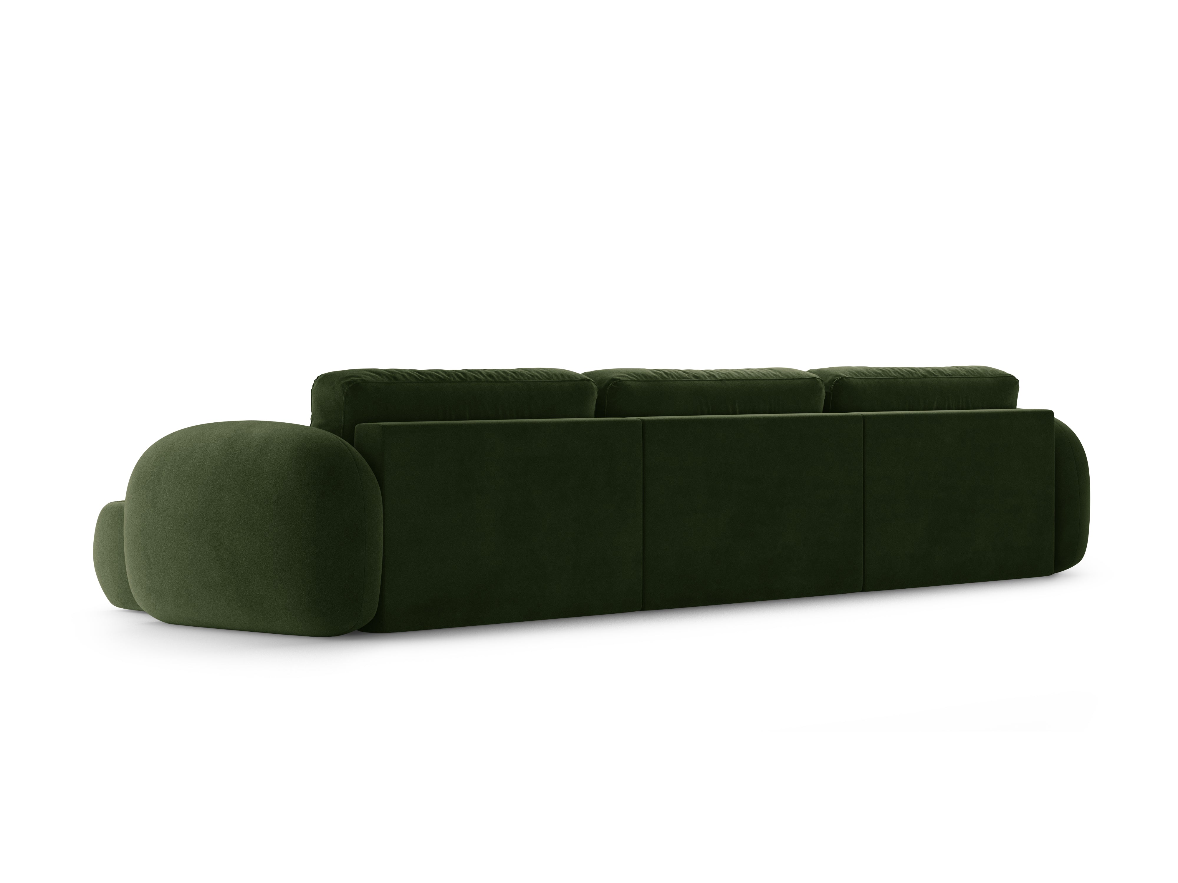 Panoramisch fluwelen sofa met slaapfunctie voor 5 personen TONALE legergroen